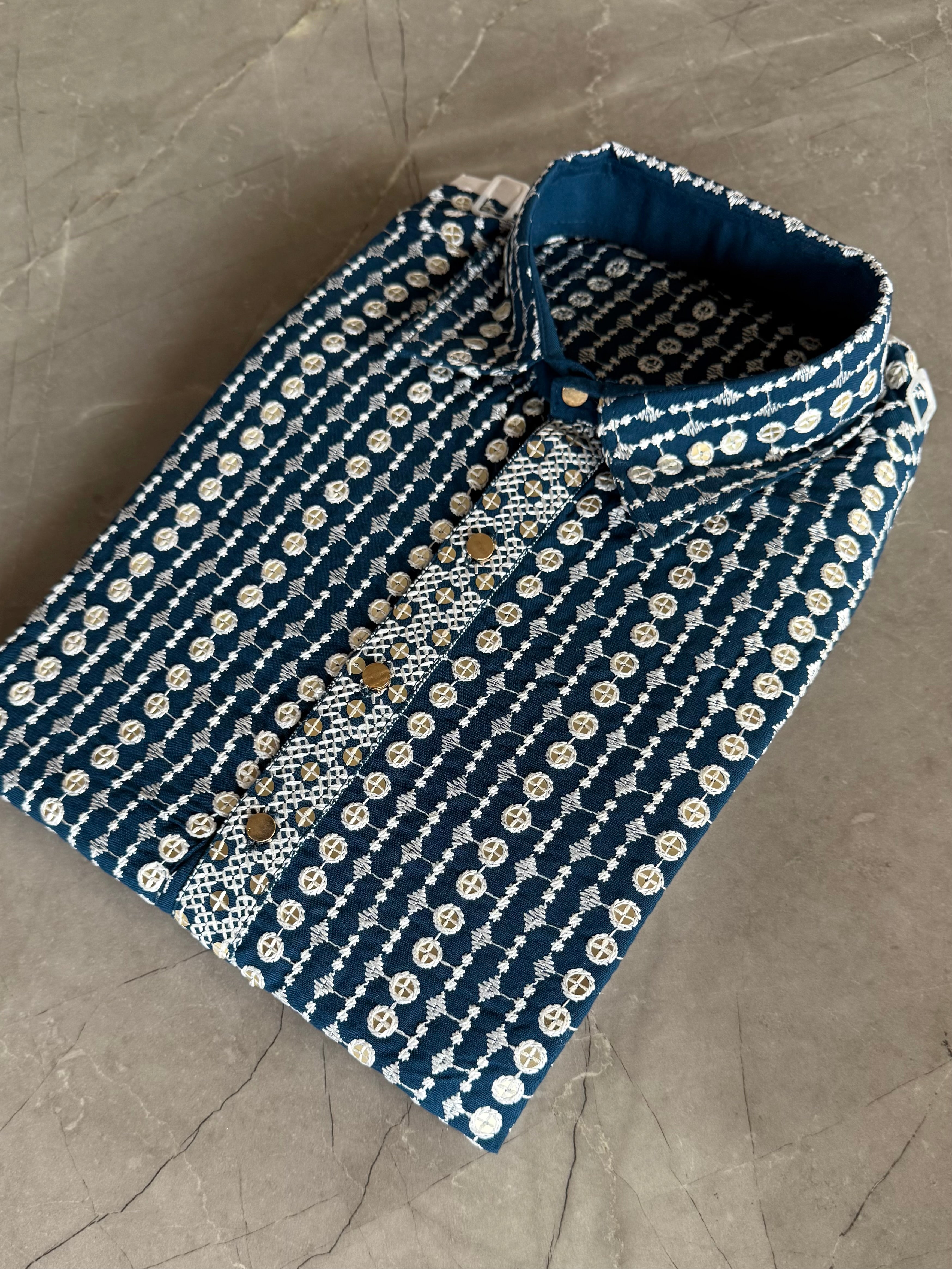 Heavy Work Blue Kurta