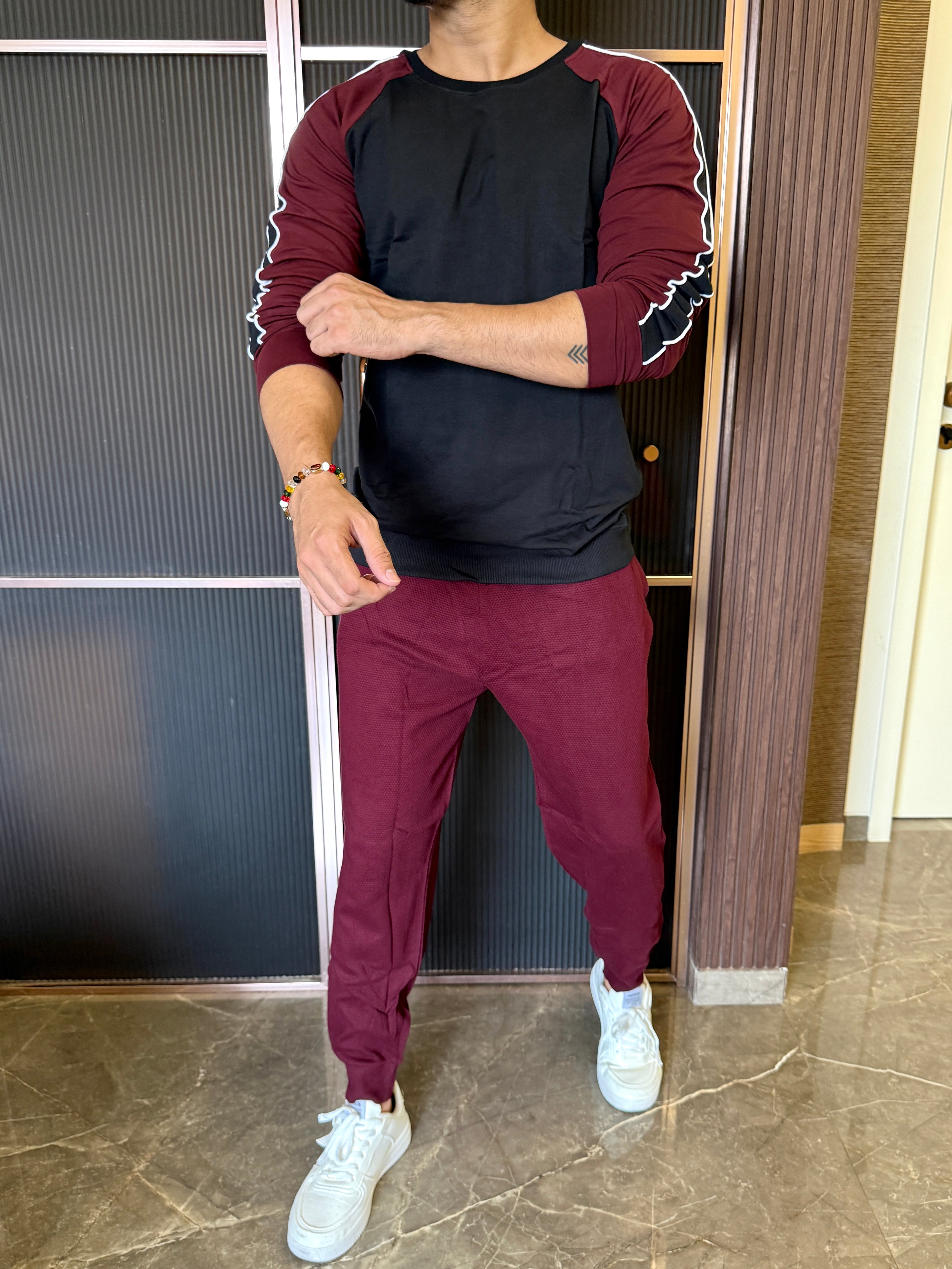 Ribbed Sweatshirt Maroon