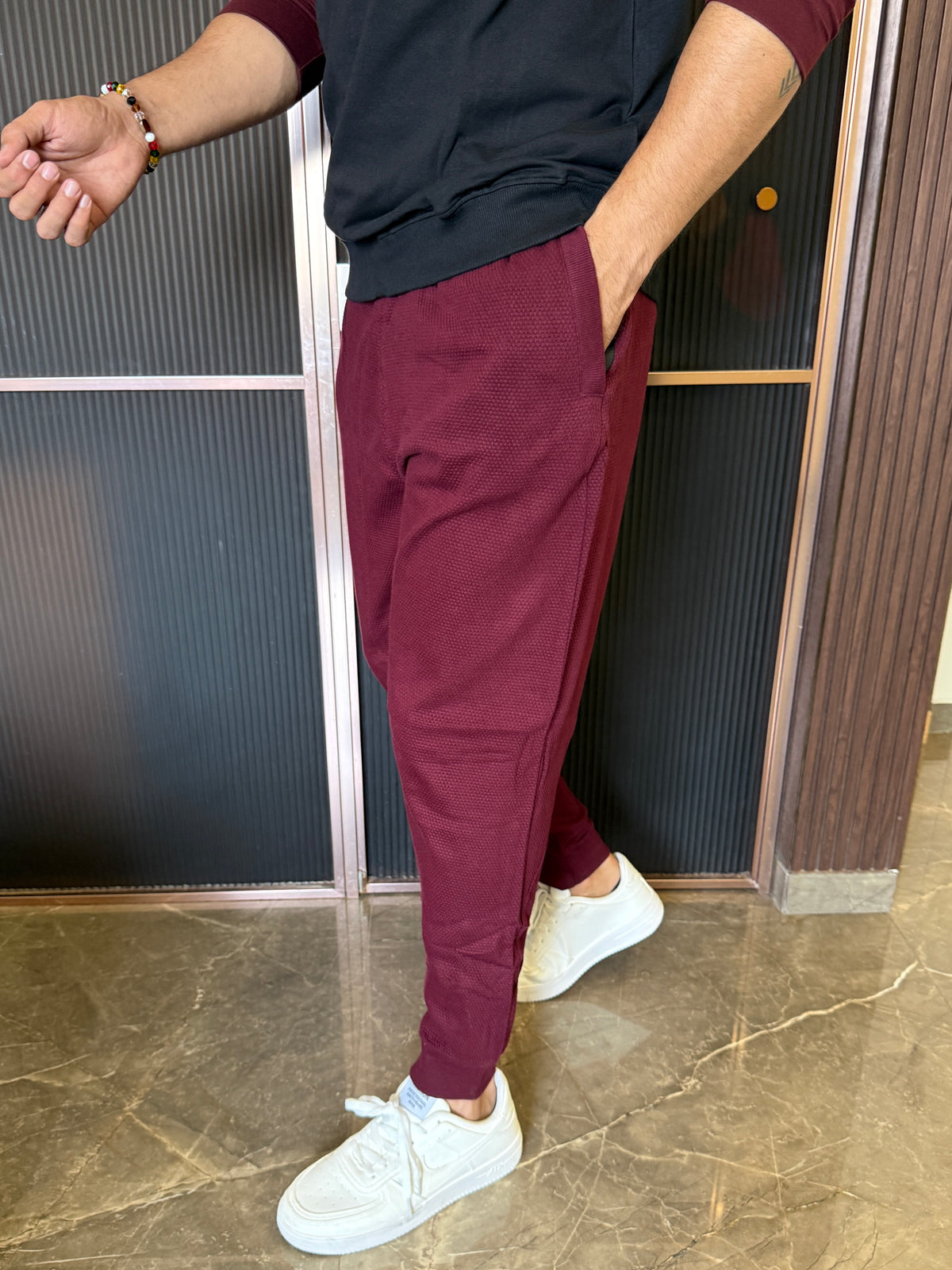 Popcorn Dark Maroon Joggers