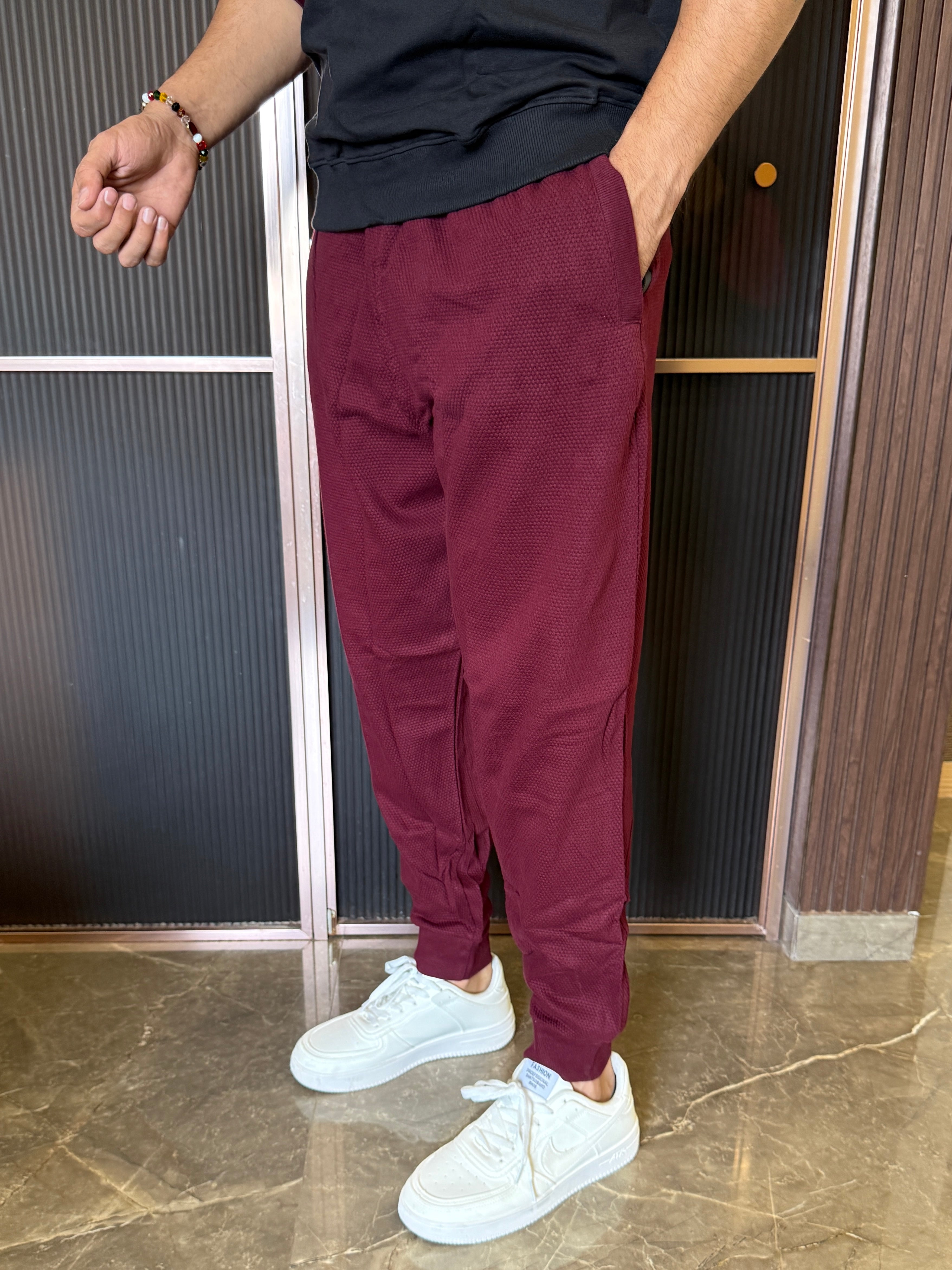 Popcorn Dark Maroon Joggers