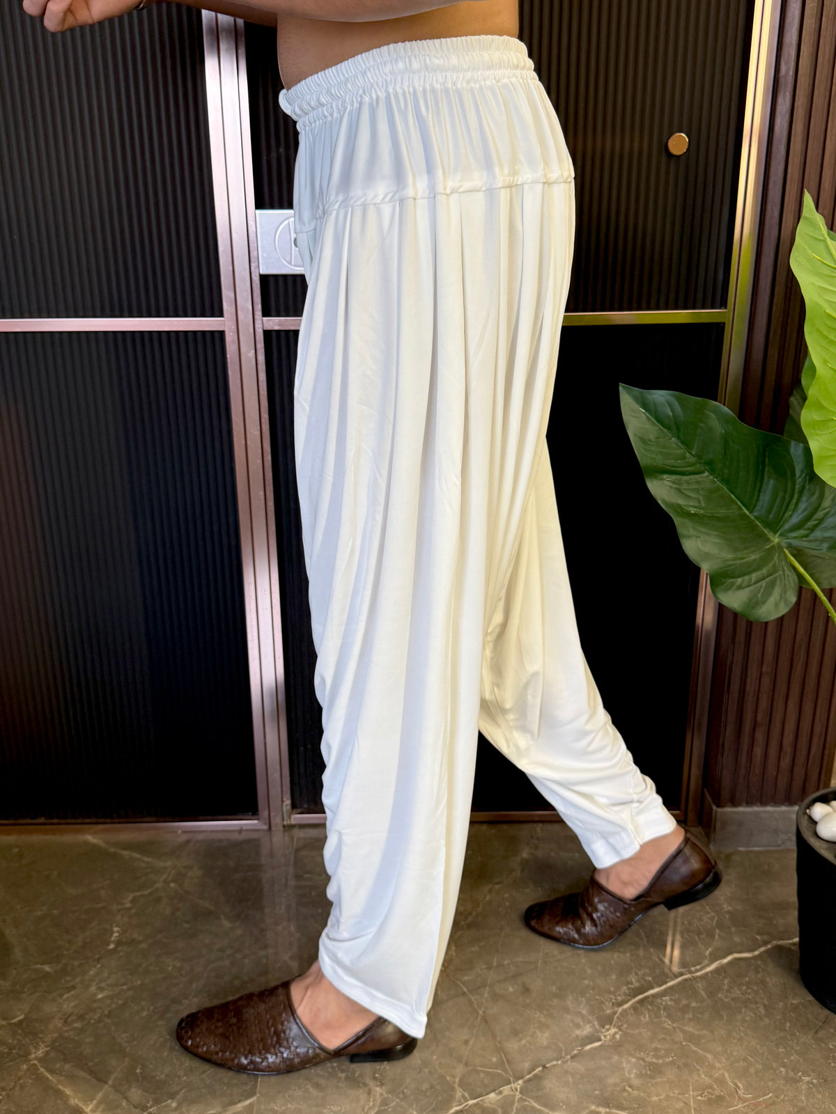 Stretchable Lycra White Salwar For Mens