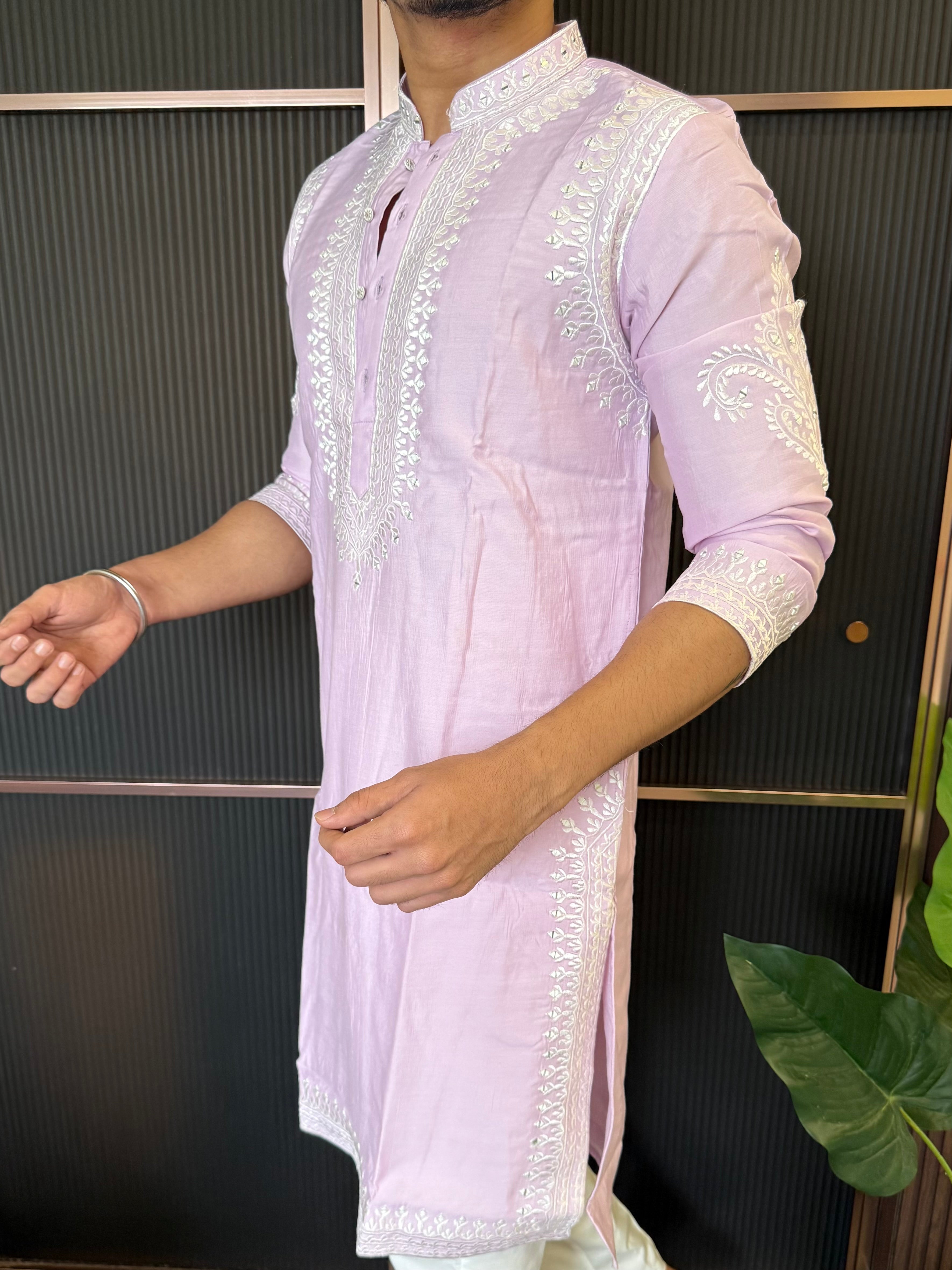 Premium Heavy Embroidery Pink Kurta