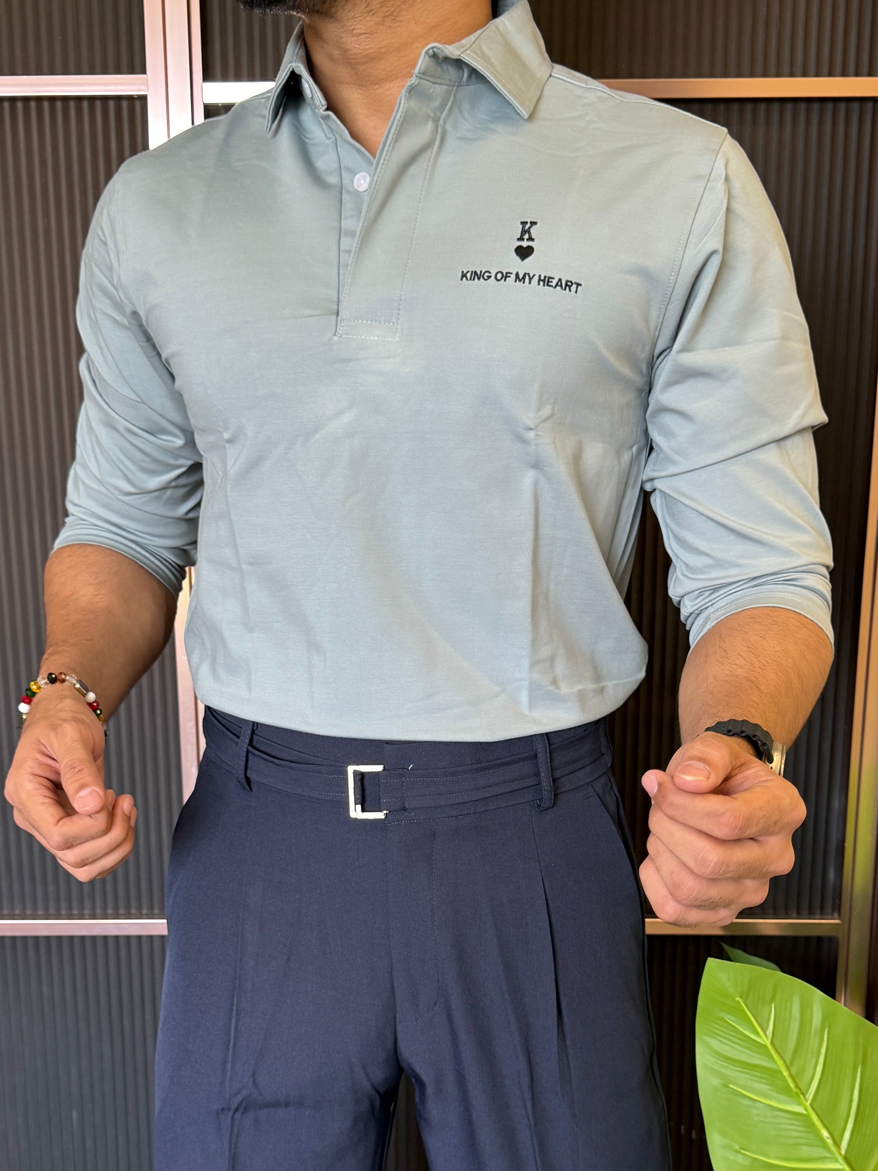 King Collar Powder Full sleeve T shirt