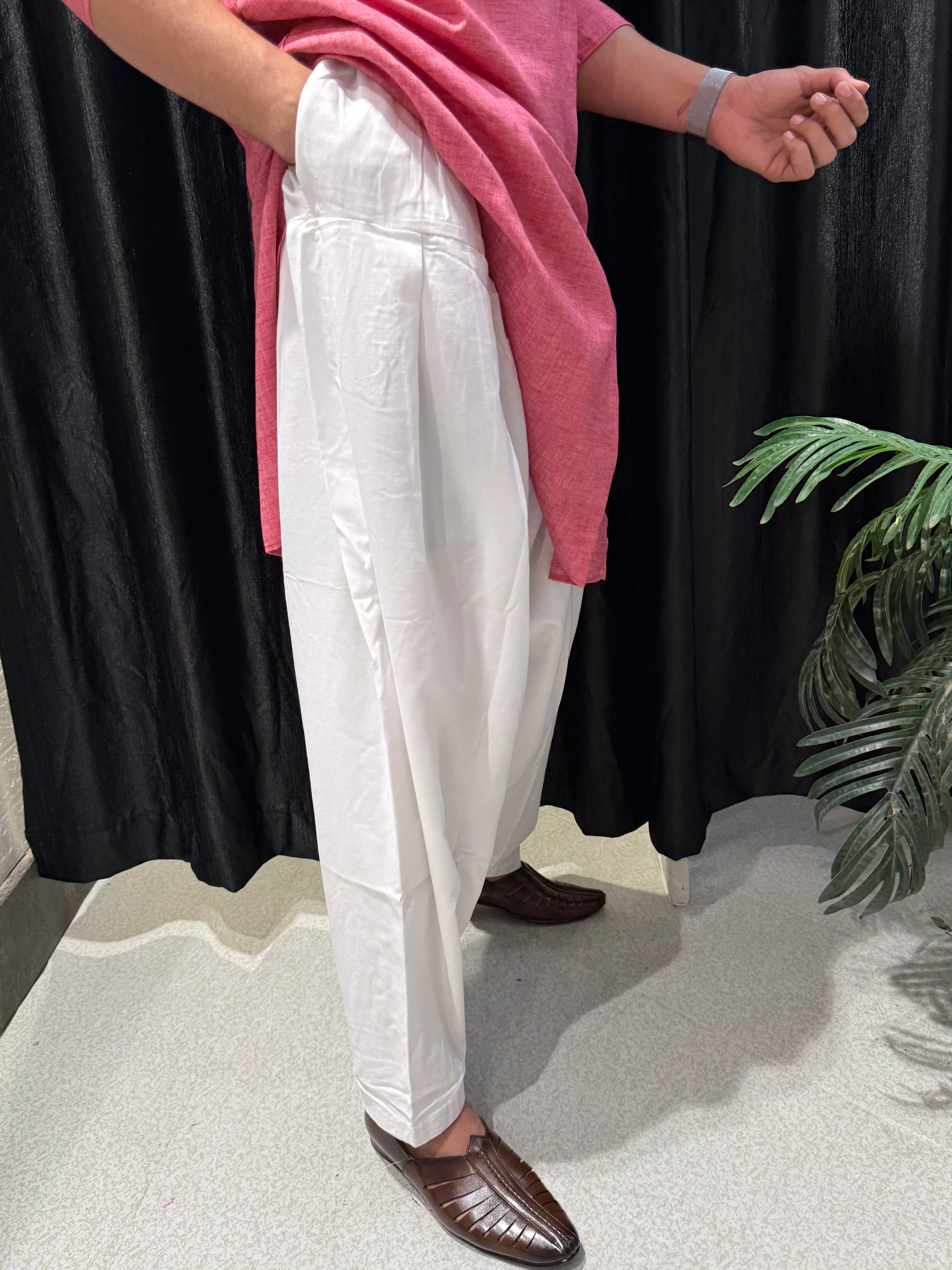 Cotton White Salwar For Men