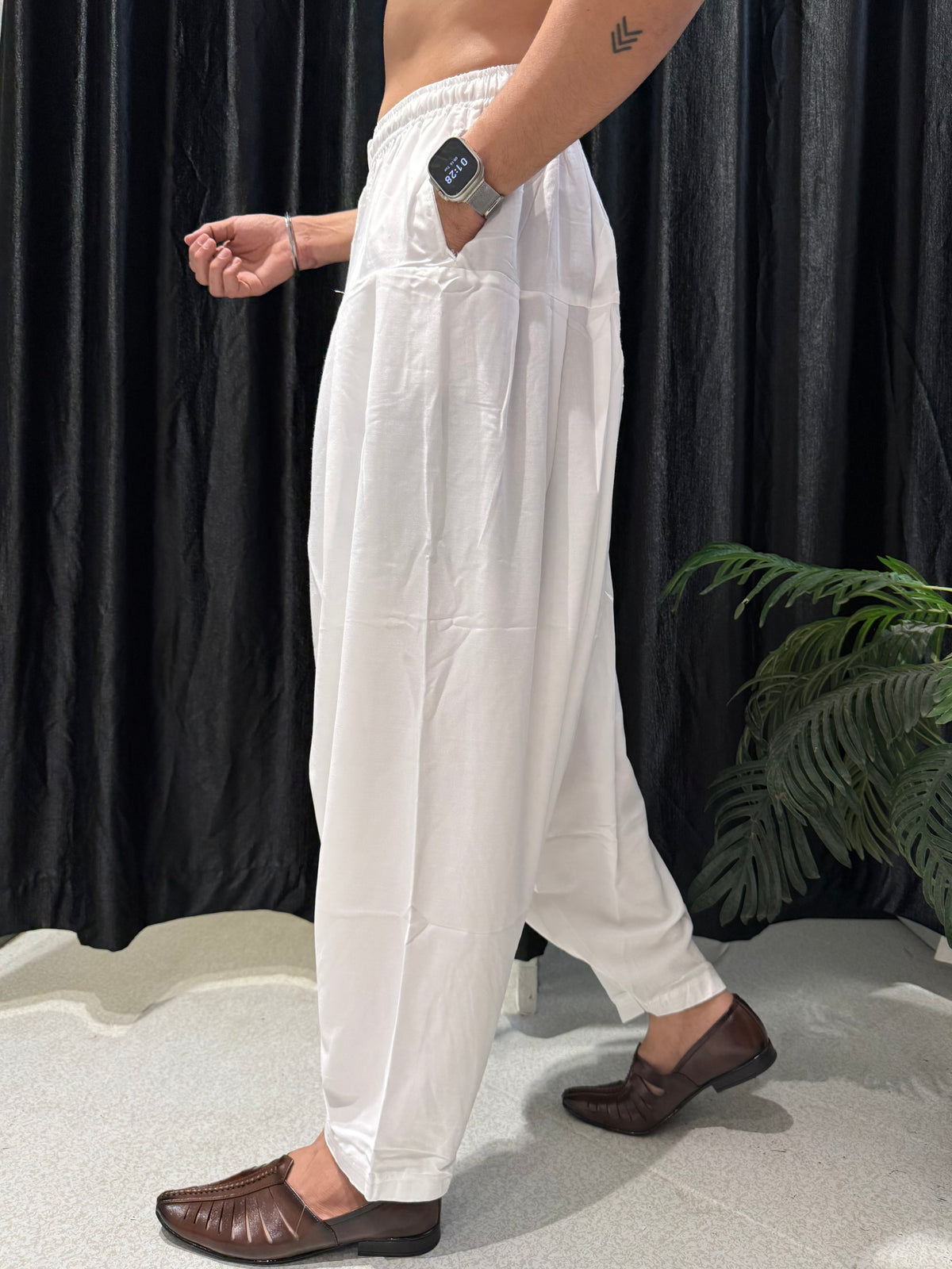 Cotton White Salwar For Men