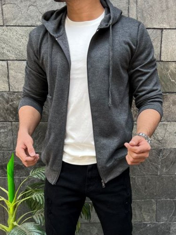 Fleece Dark Grey Zipper Hoodie