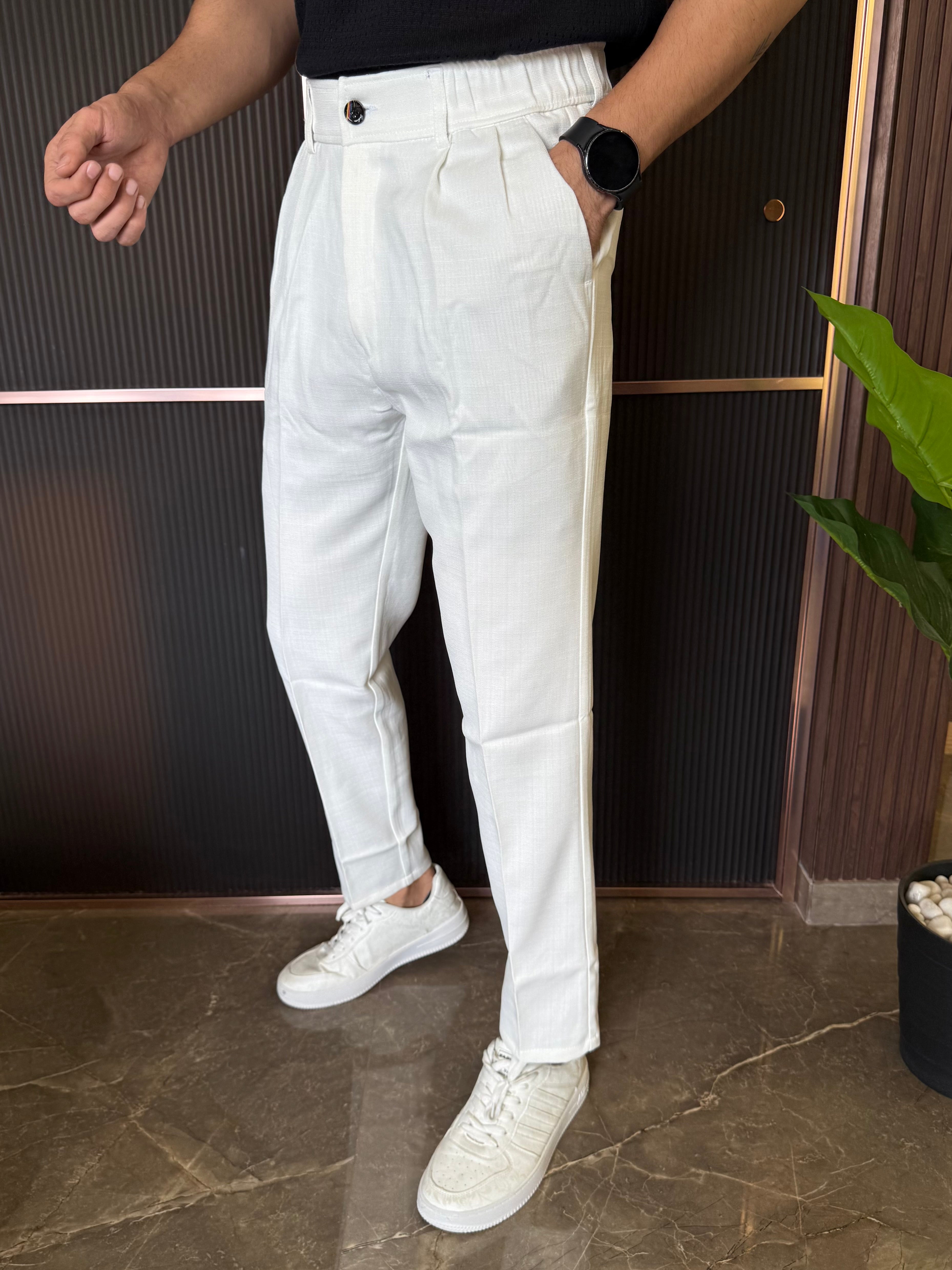 Pleated White Formal Trouser