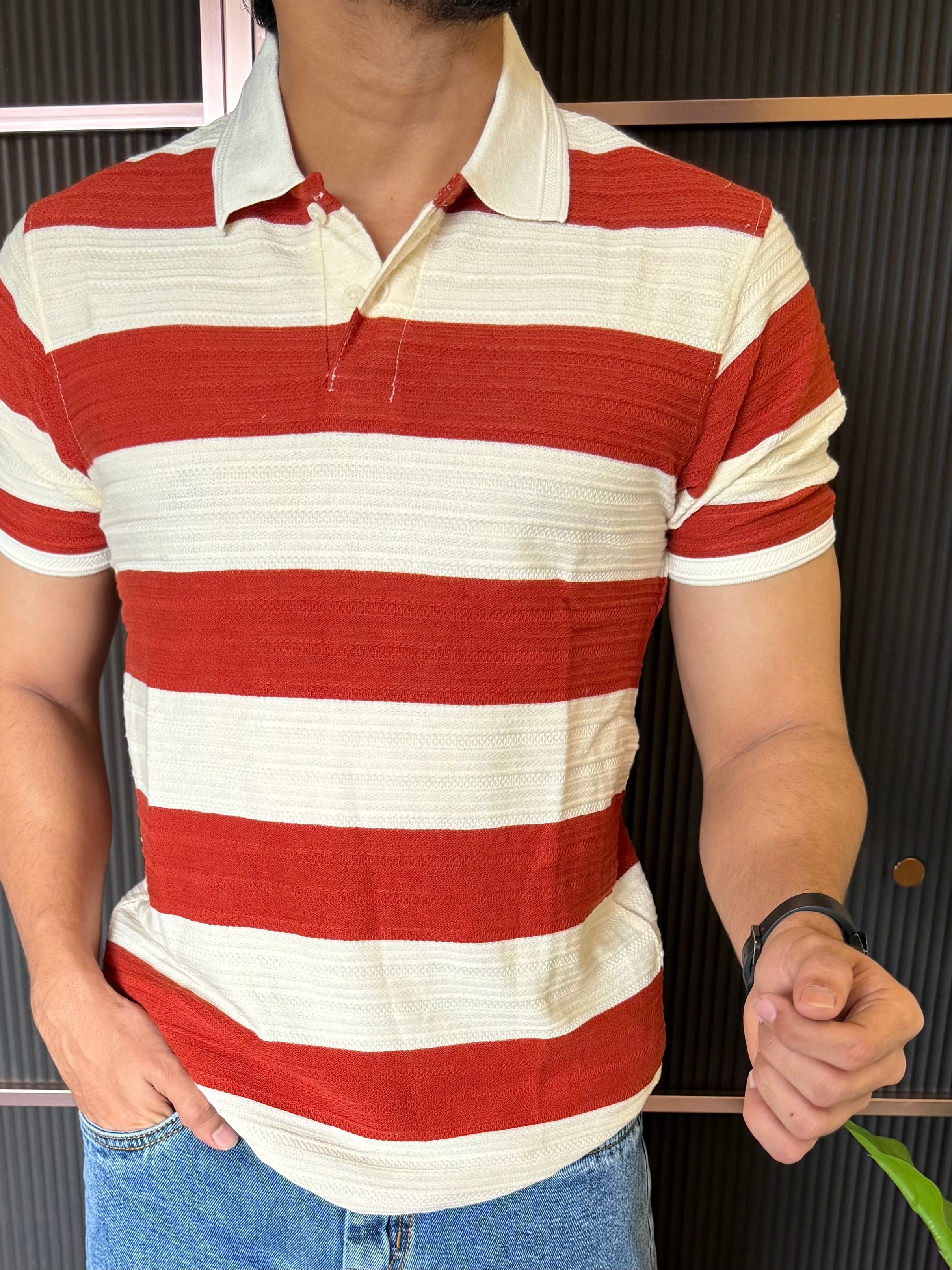 Polo Striper Orange Colour