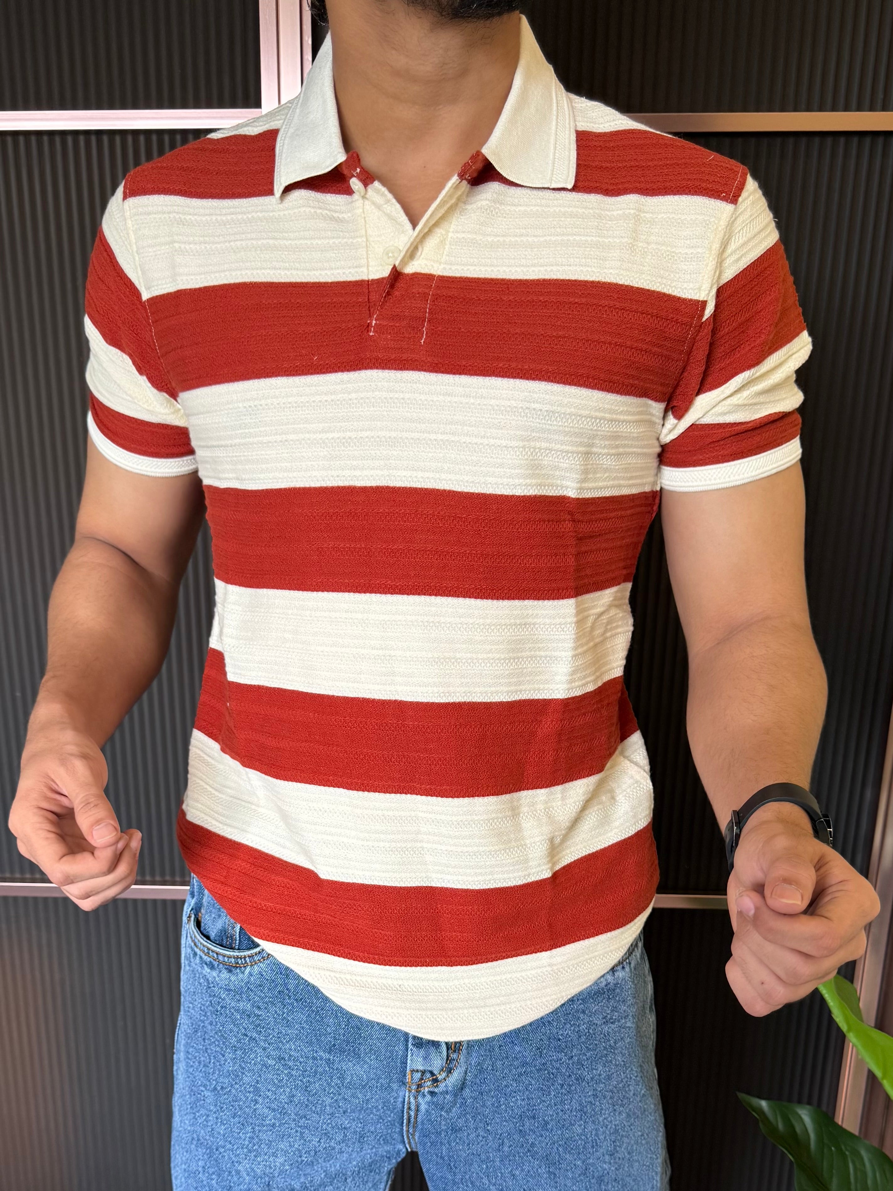Polo Striper Orange Colour