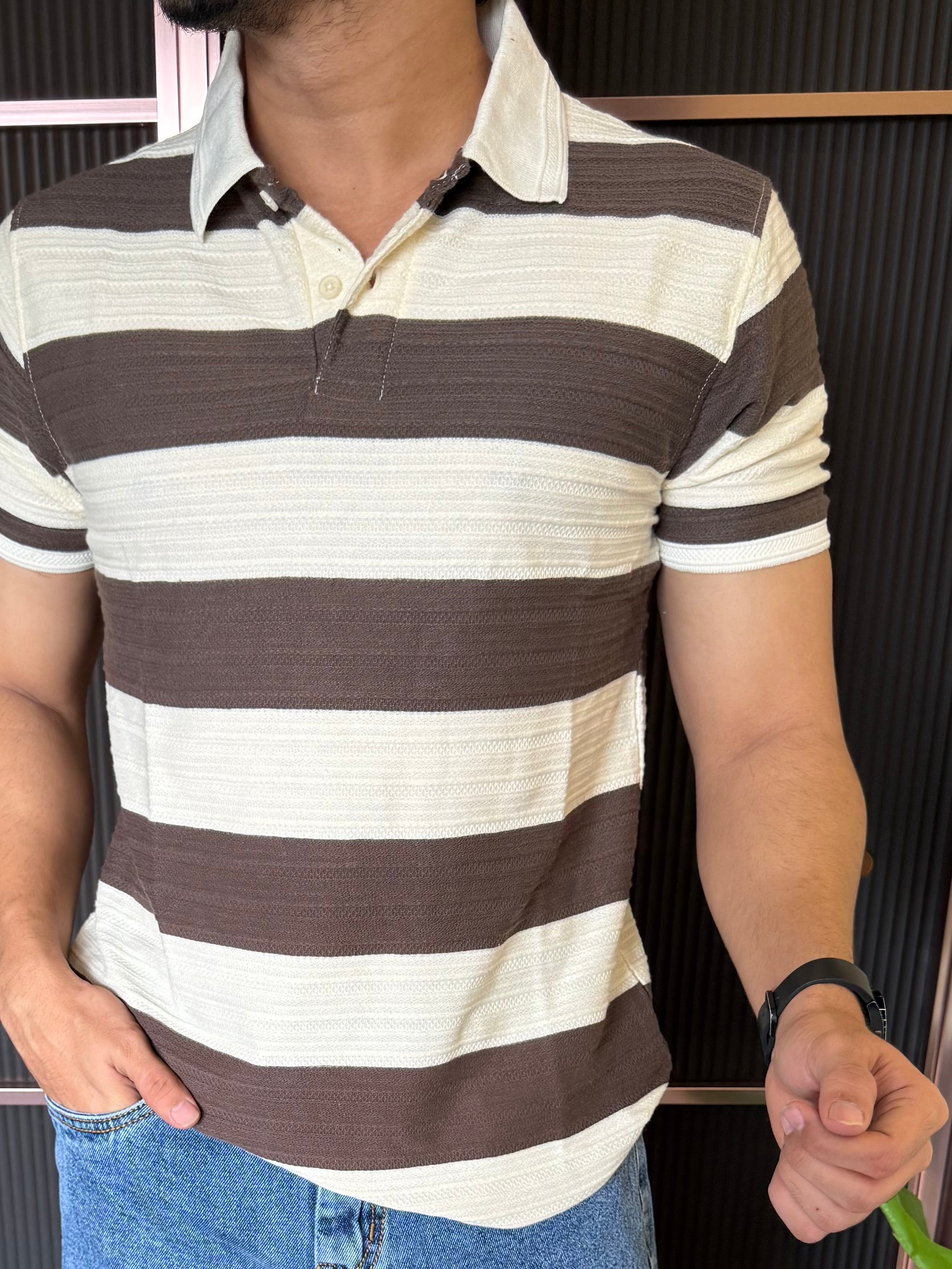 Polo Striper Brown Colour