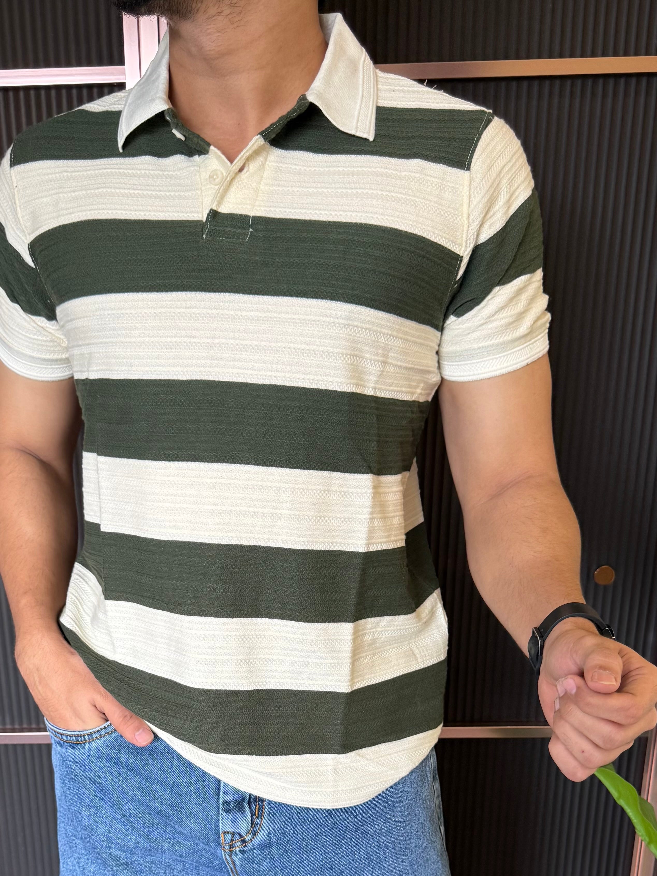 Polo Striper Green Colour