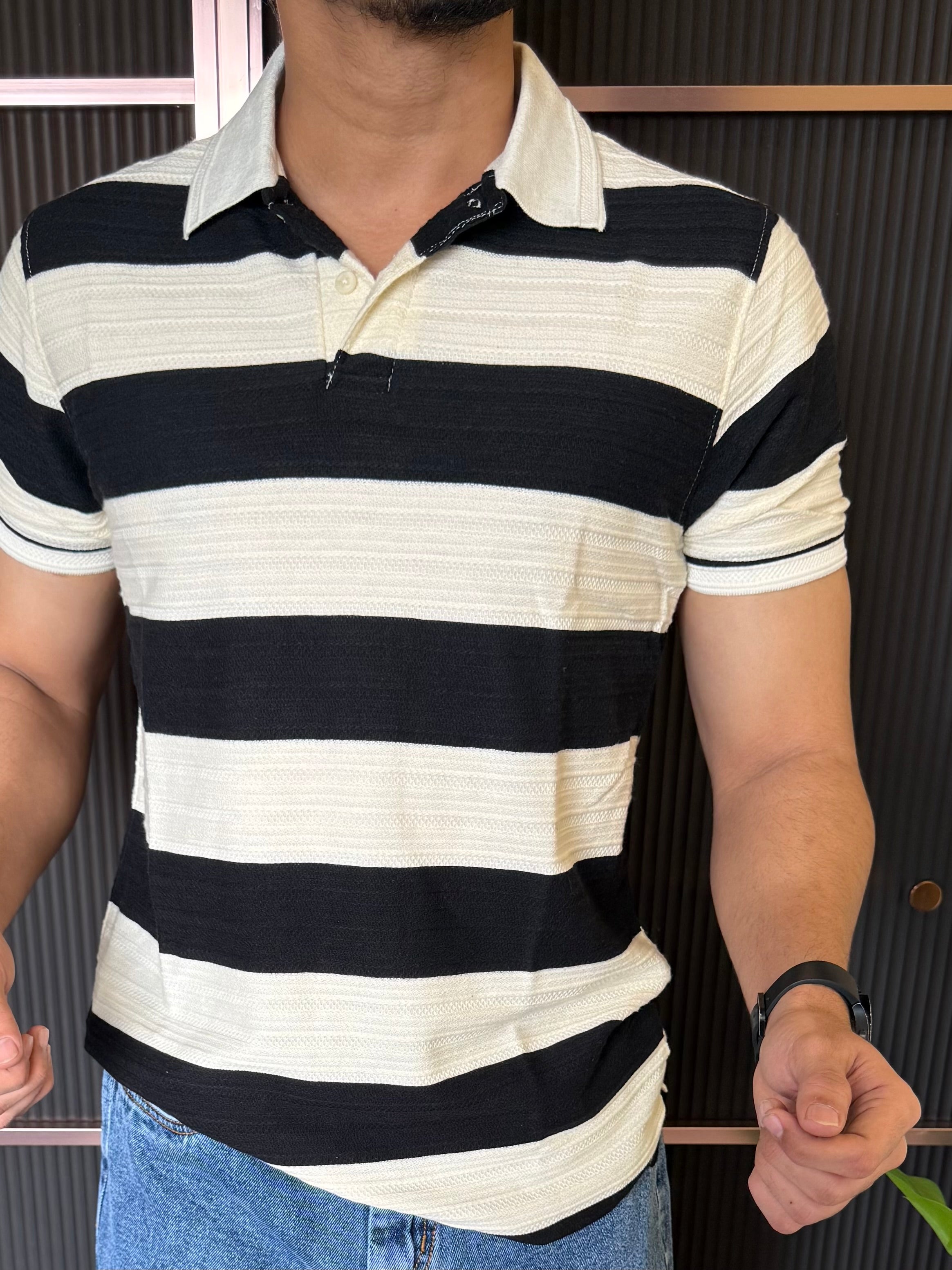 Polo Striper Black Colour