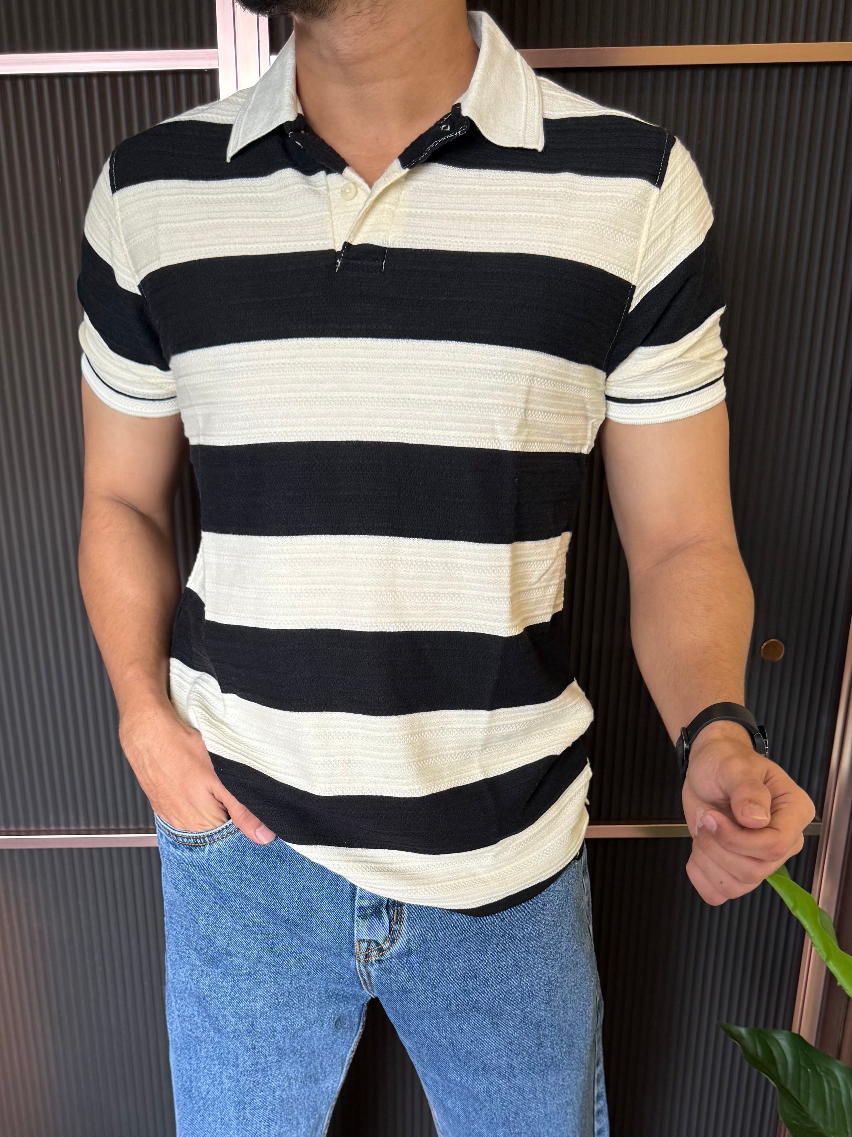 Polo Striper Black Colour