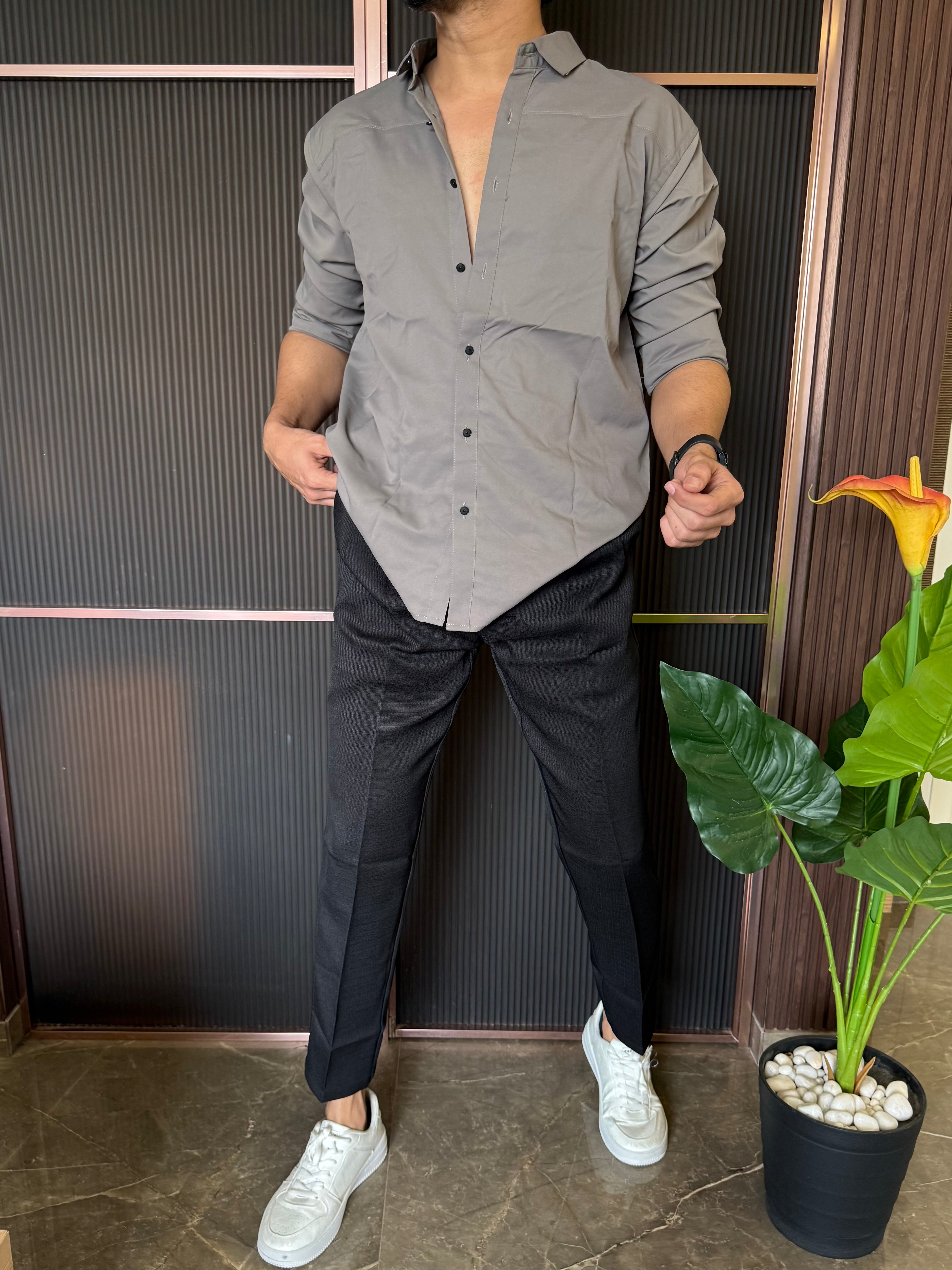 Imported Solid Grey Shirt