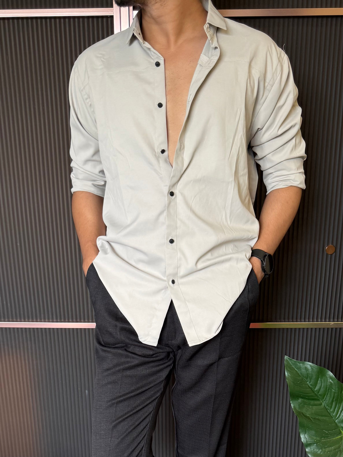 Imported Solid Cream Shirt