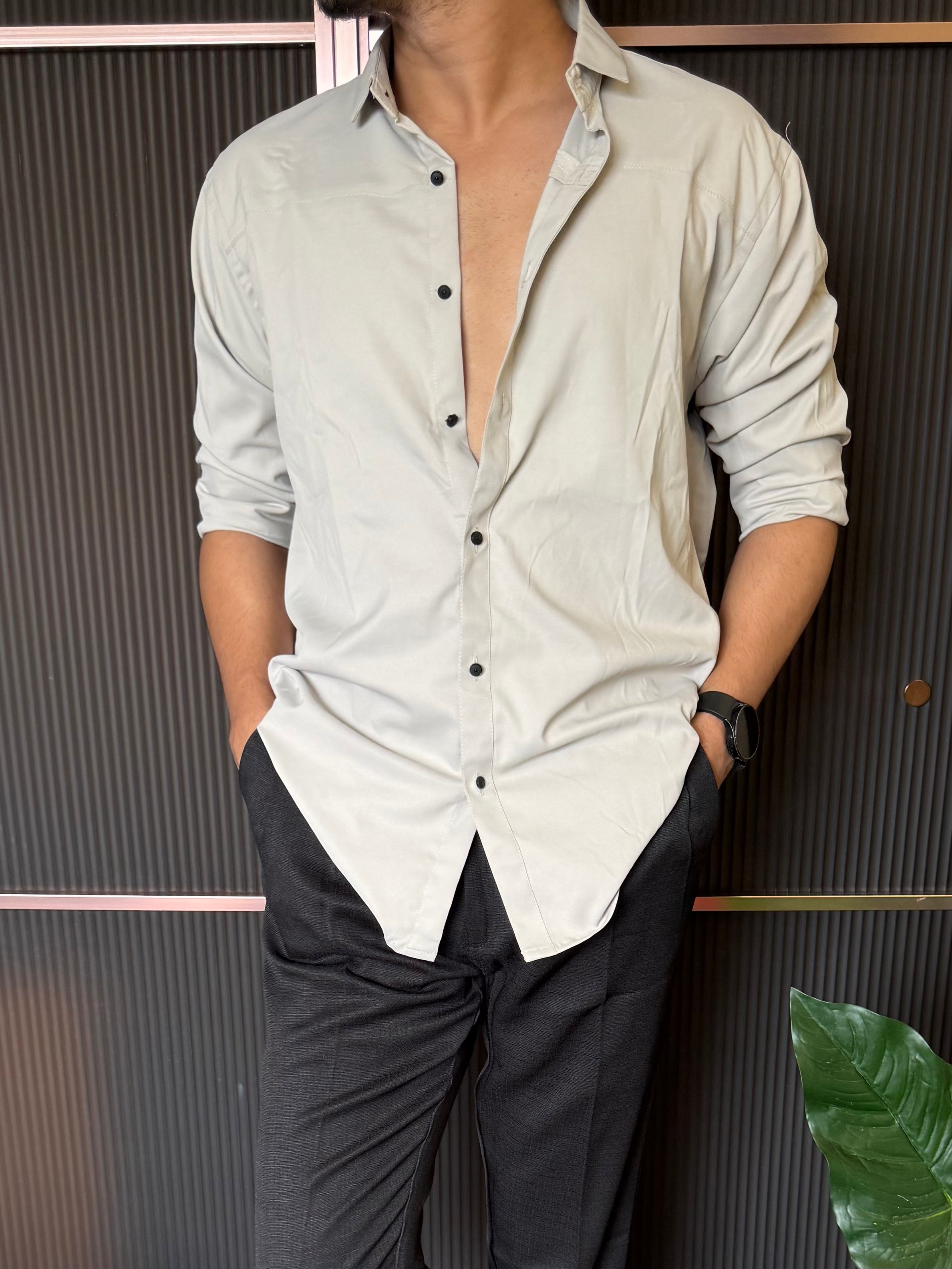 Imported Solid Cream Shirt