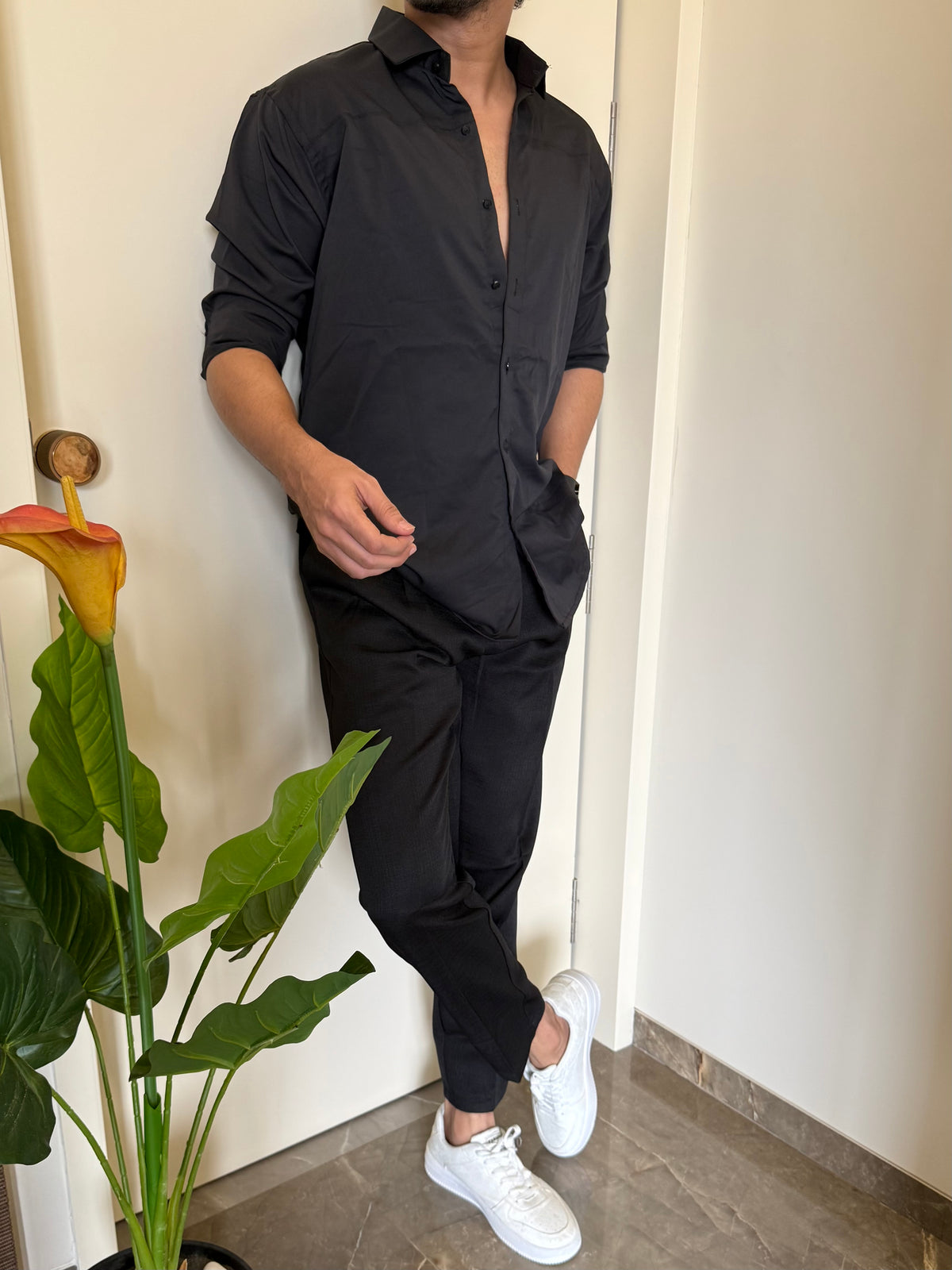 Imported Solid Black Shirt