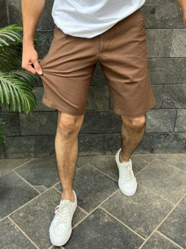 Linen stretchable brown Shorts