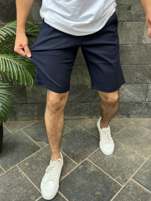 Linen stretchable Navy Shorts