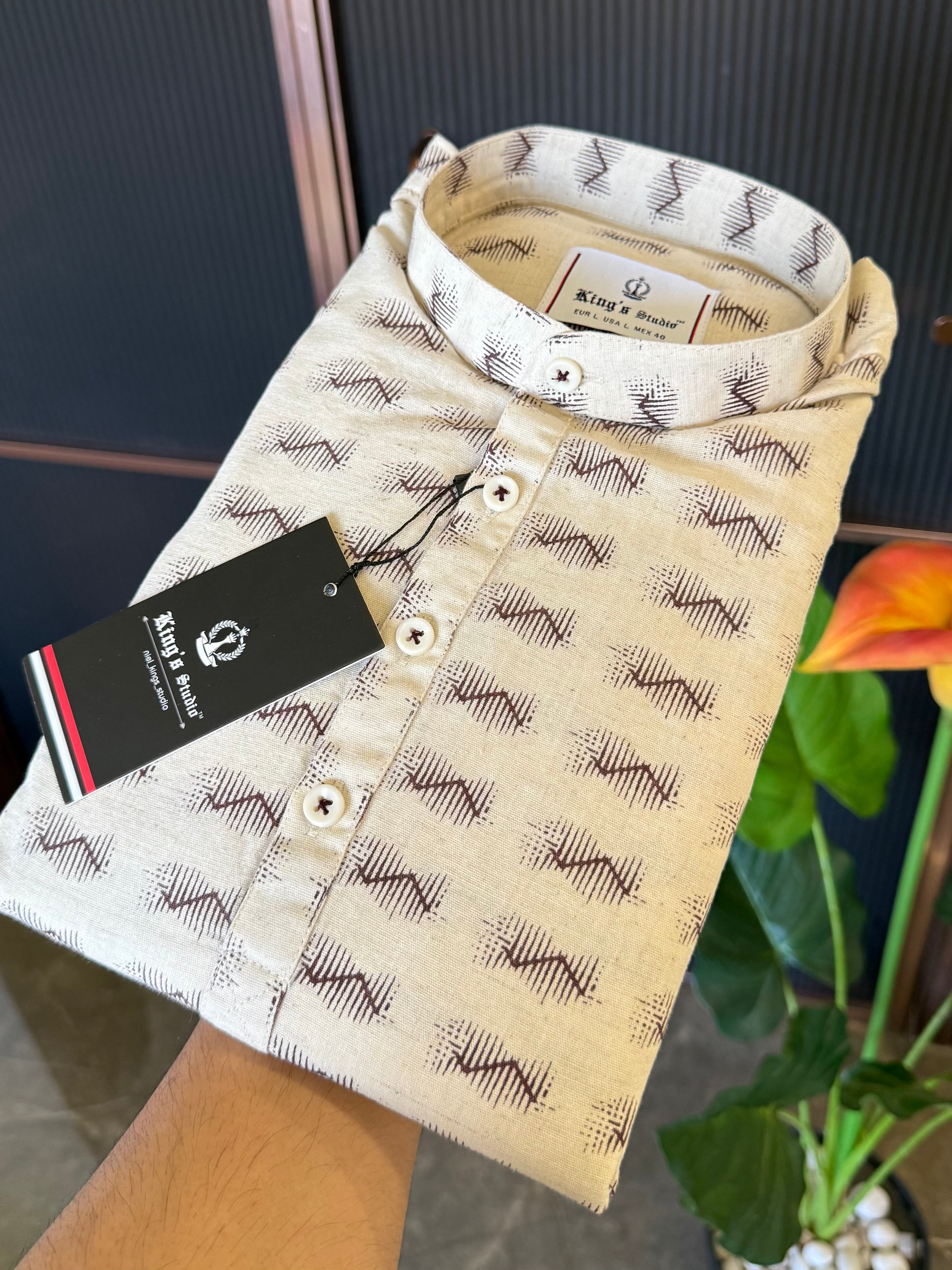 Natural Zig Zag Print Kurta