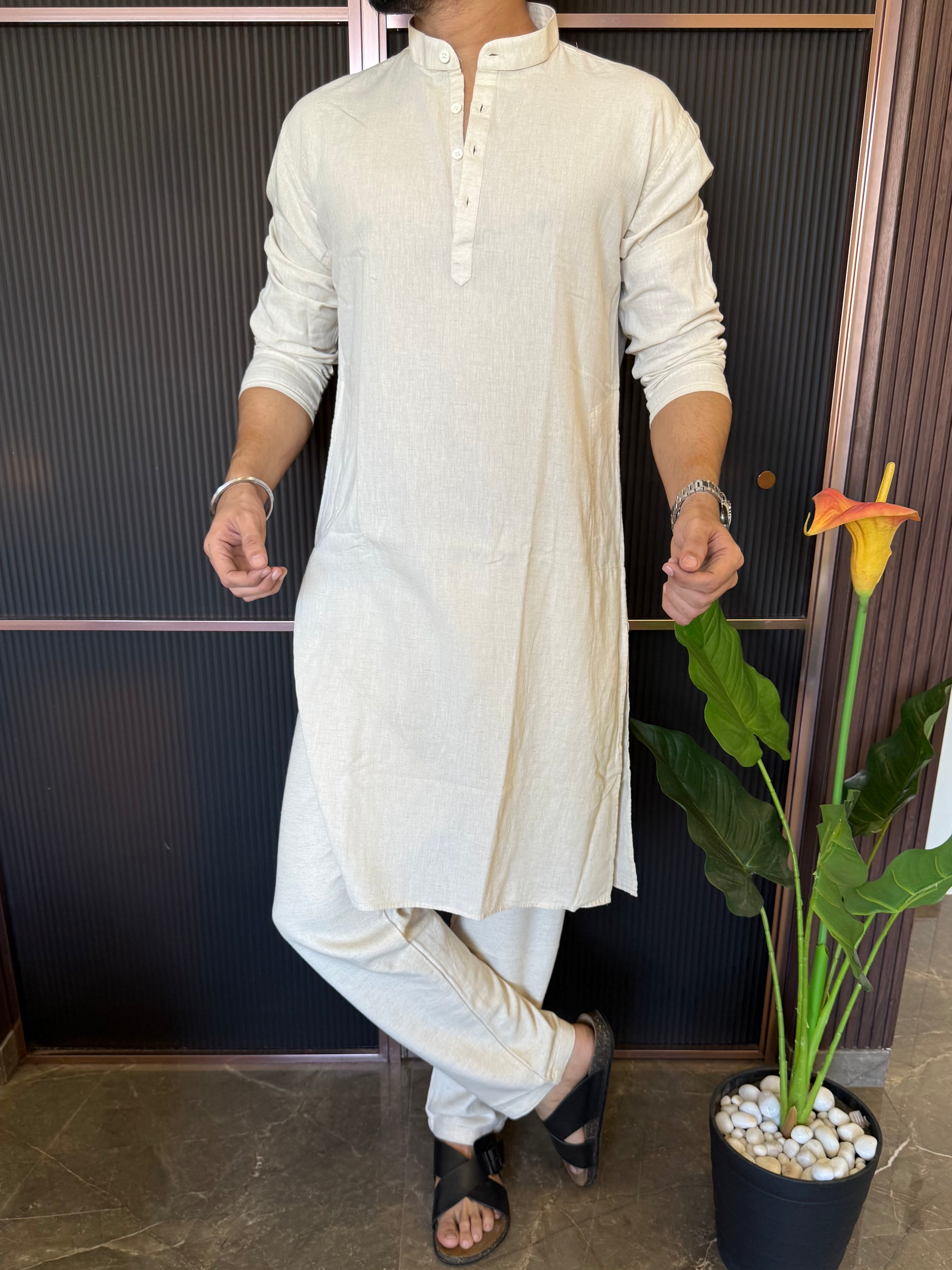 Natural Plain Print Kurta