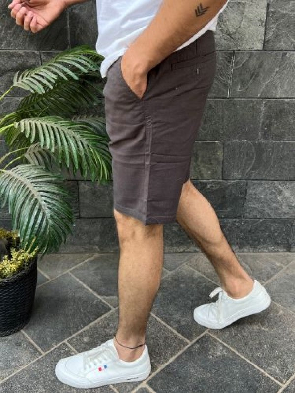 Linen stretchable Dark Grey Shorts