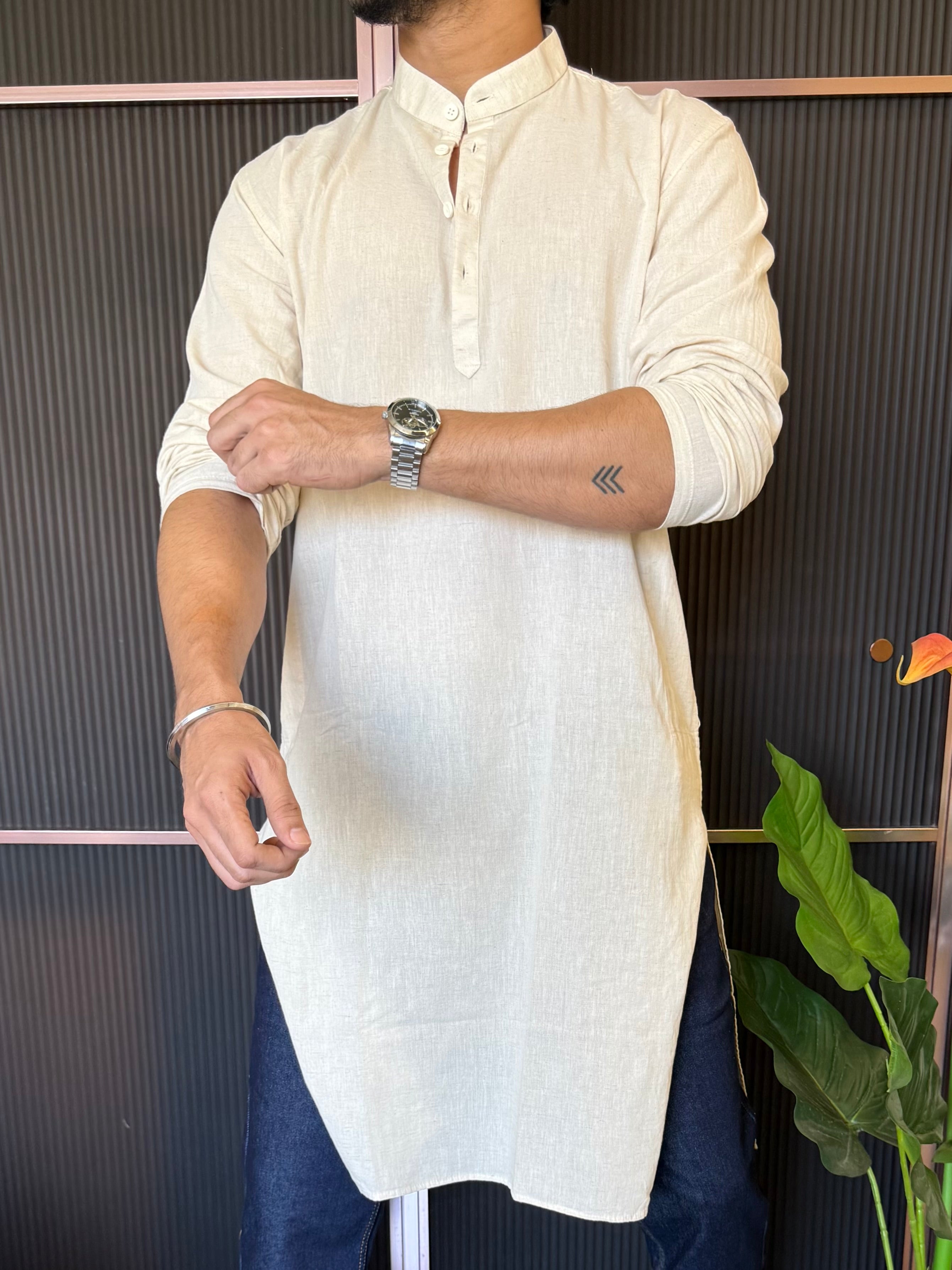 Natural Plain Print Kurta