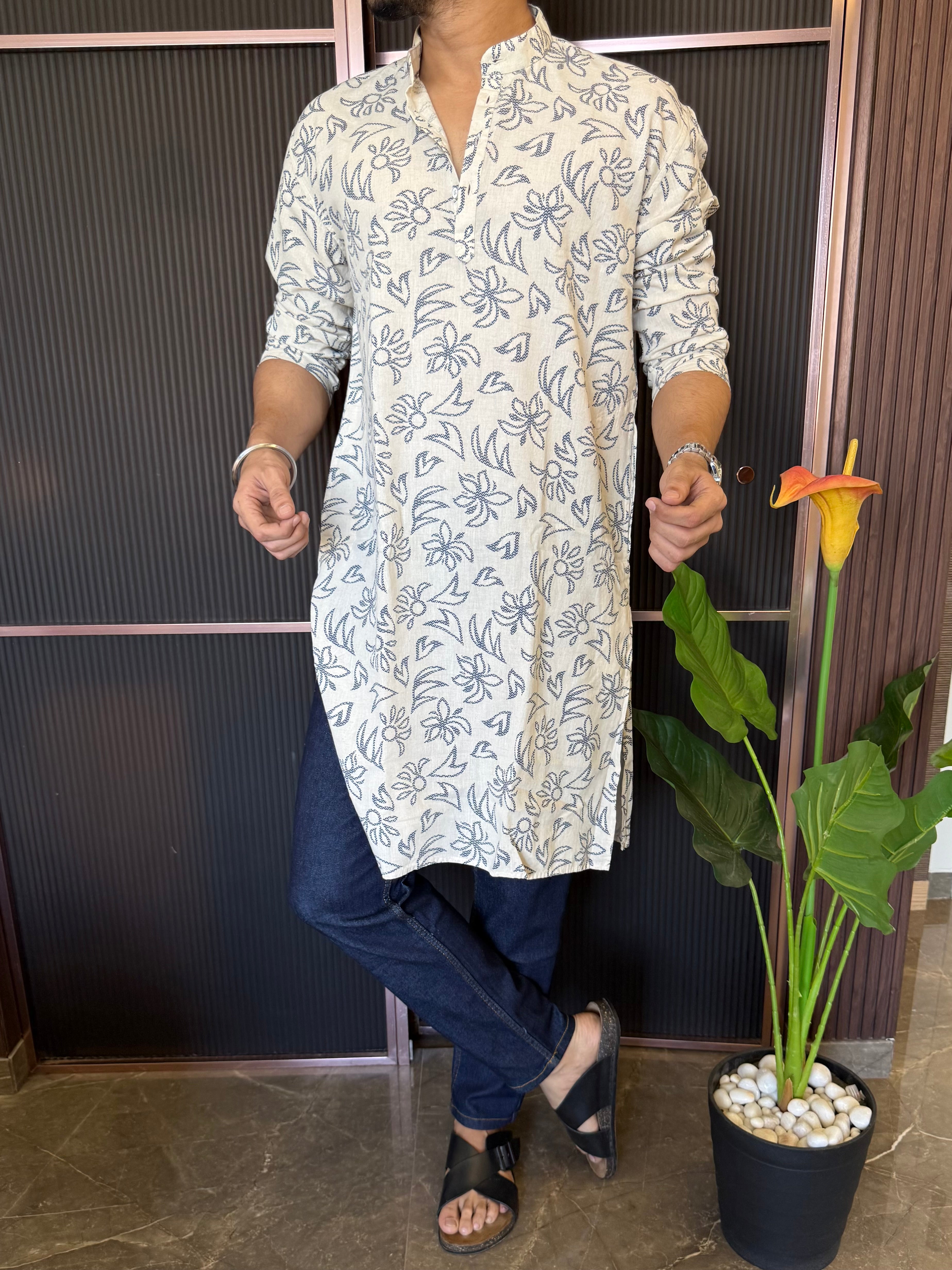 Natural Floral Print Kurta