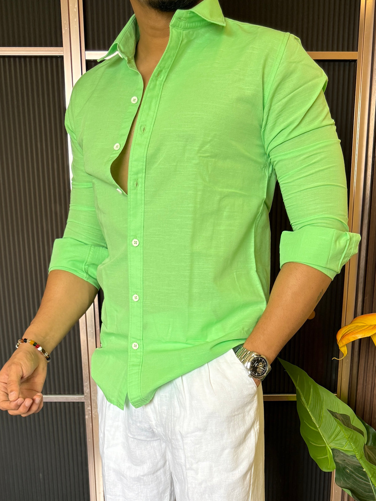 Cotton Linen Neon Shirt