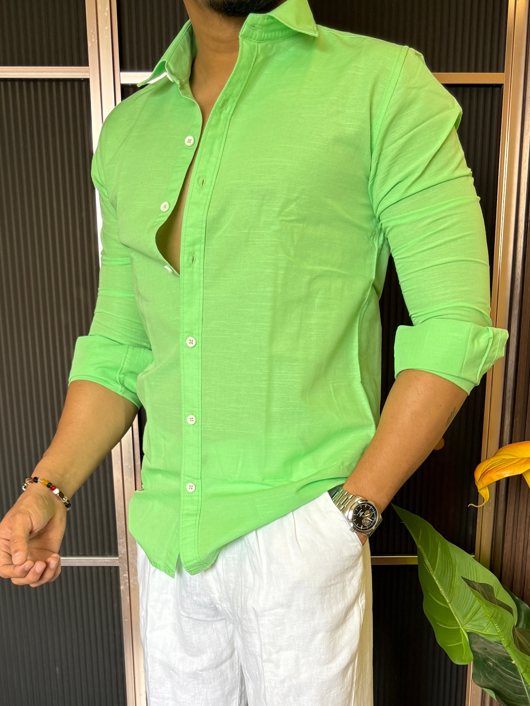 Cotton Linen Neon Shirt