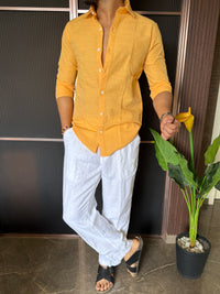 Cotton Linen Yellow Shirt