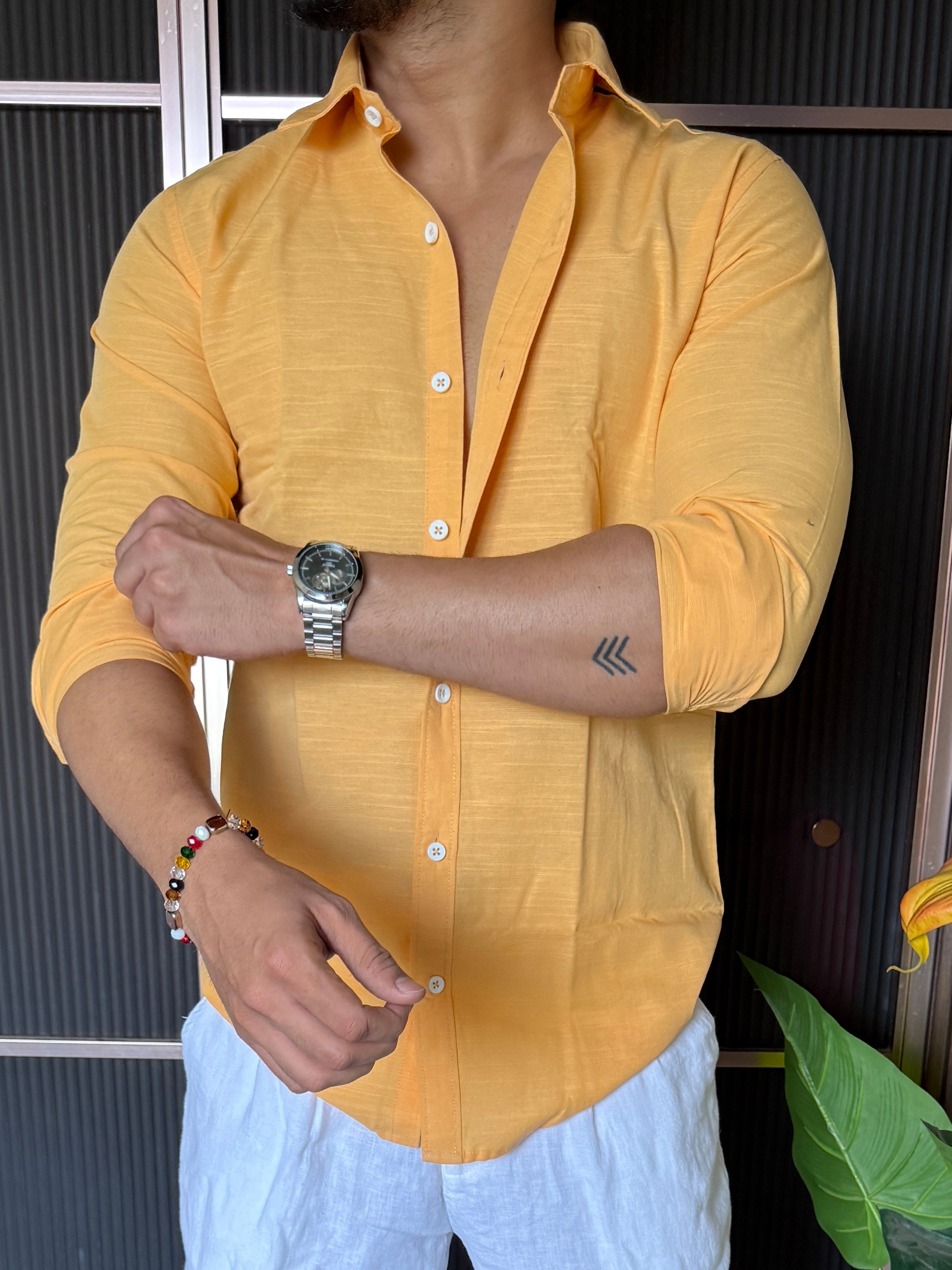 Cotton Linen Yellow Shirt