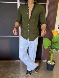 Cotton Linen Olive Shirt