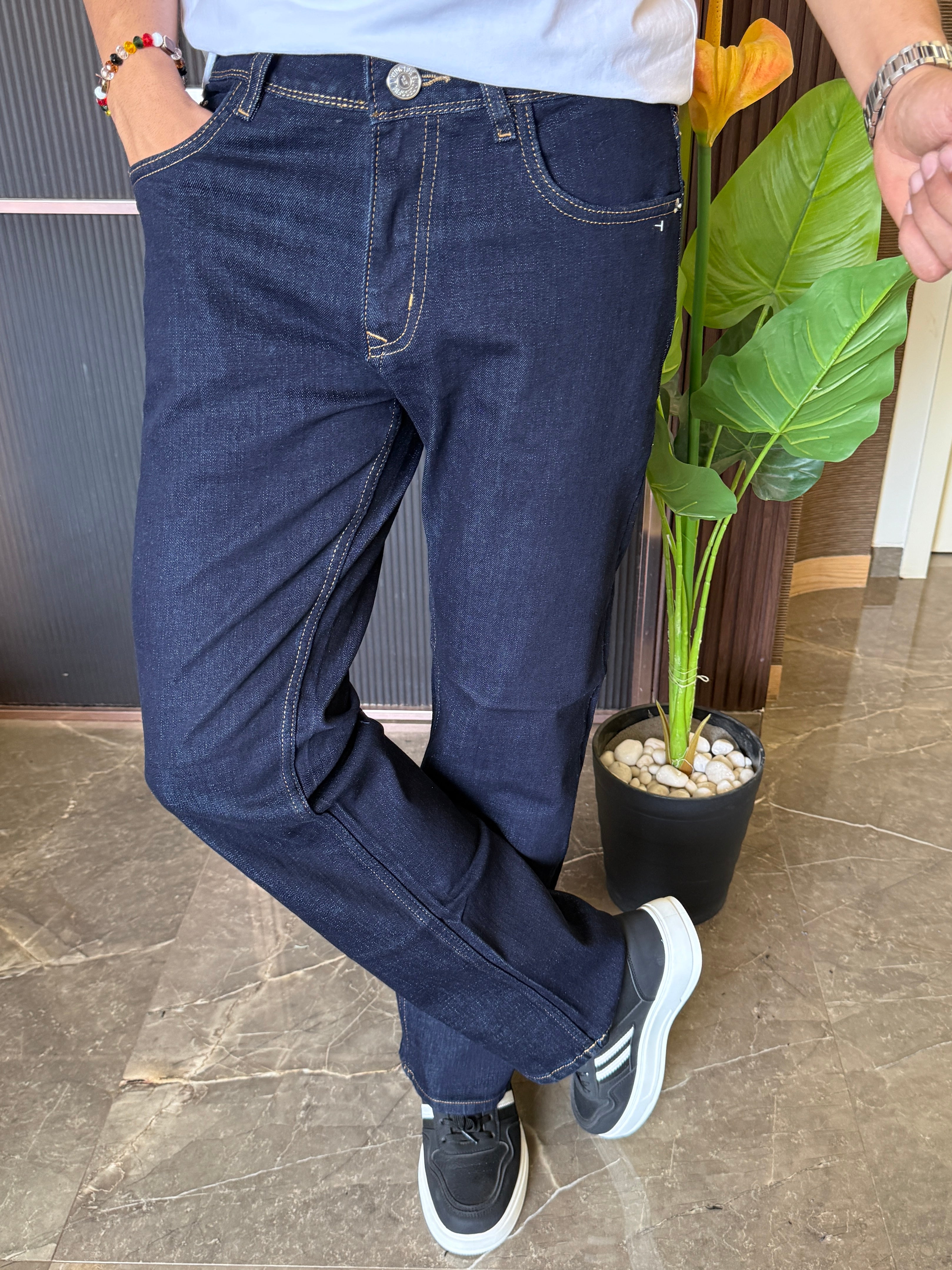 Raw Wash Darkblue Stretchable Denim Jeans