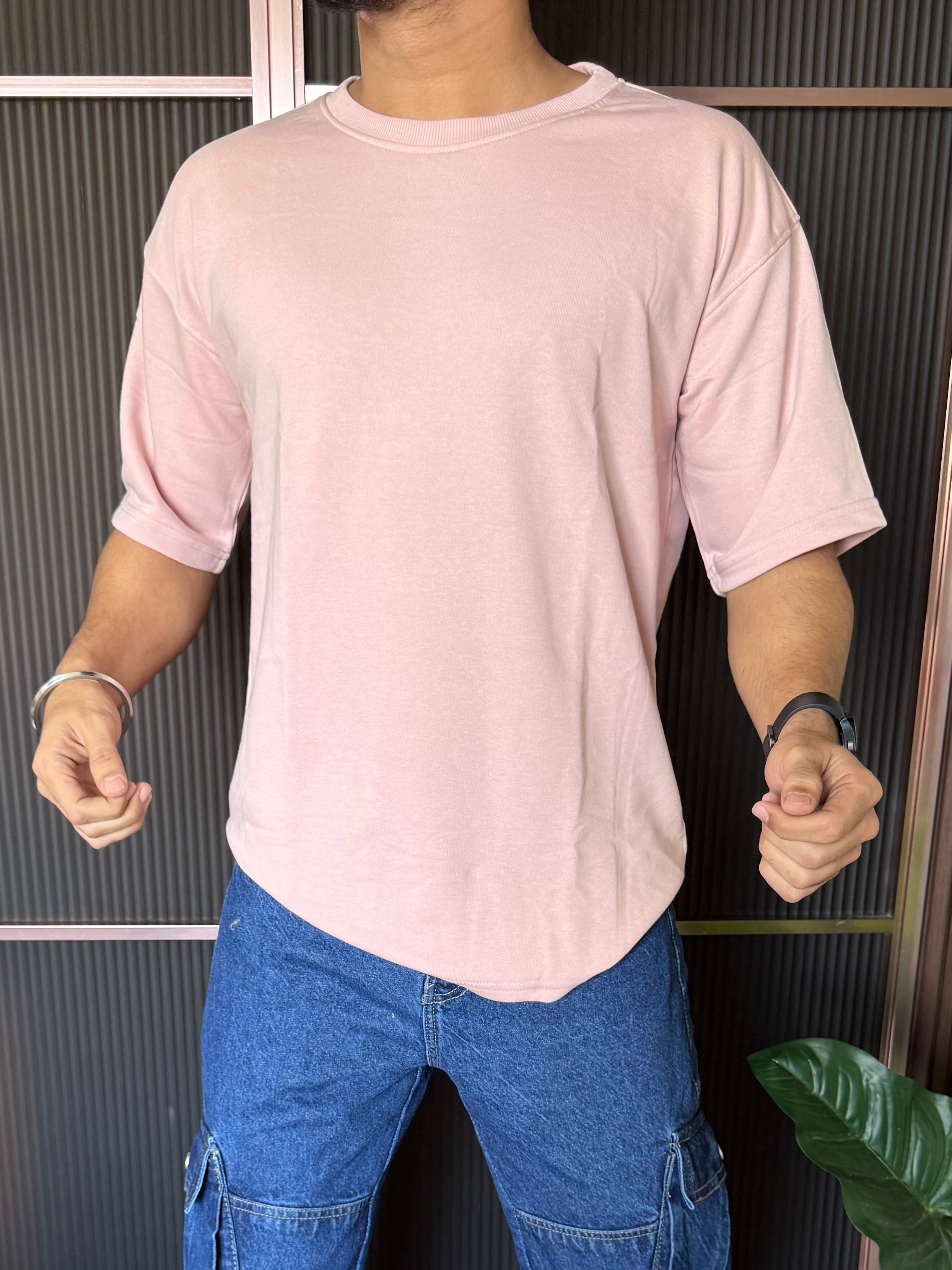 Drop Shoulder Pink Oversize Tee