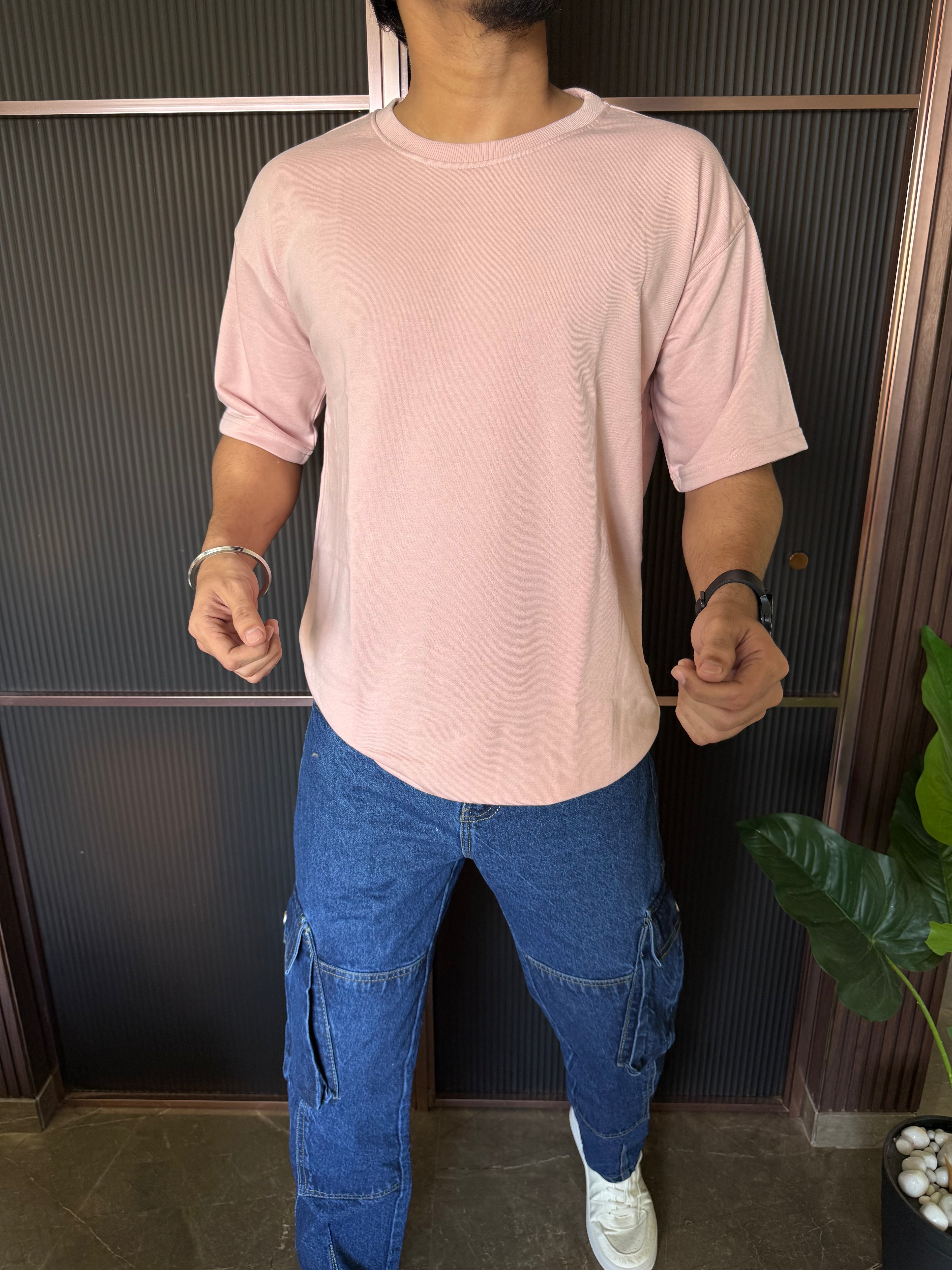 Drop Shoulder Pink Oversize Tee