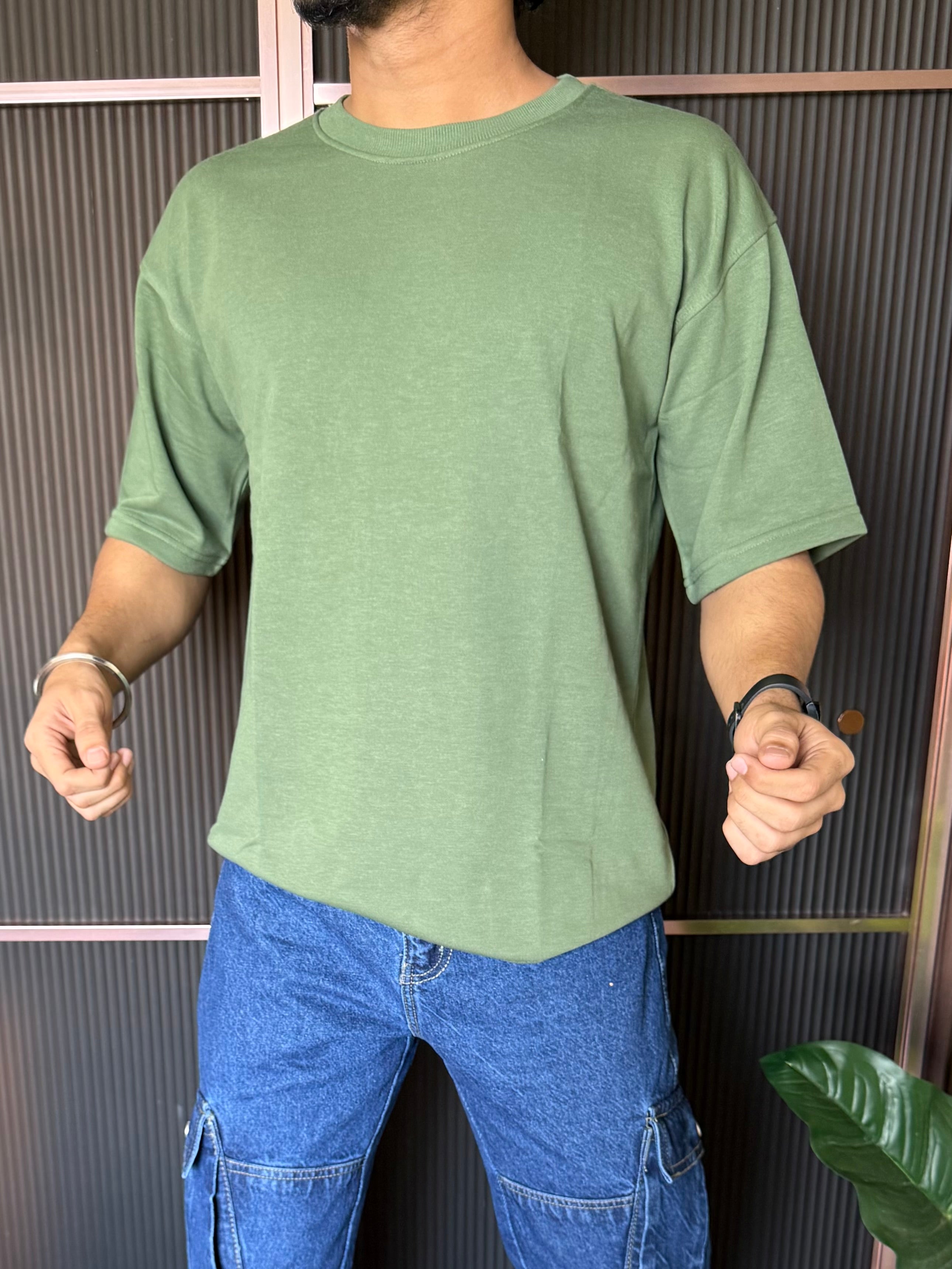 Drop Shoulder Green Oversize Tee