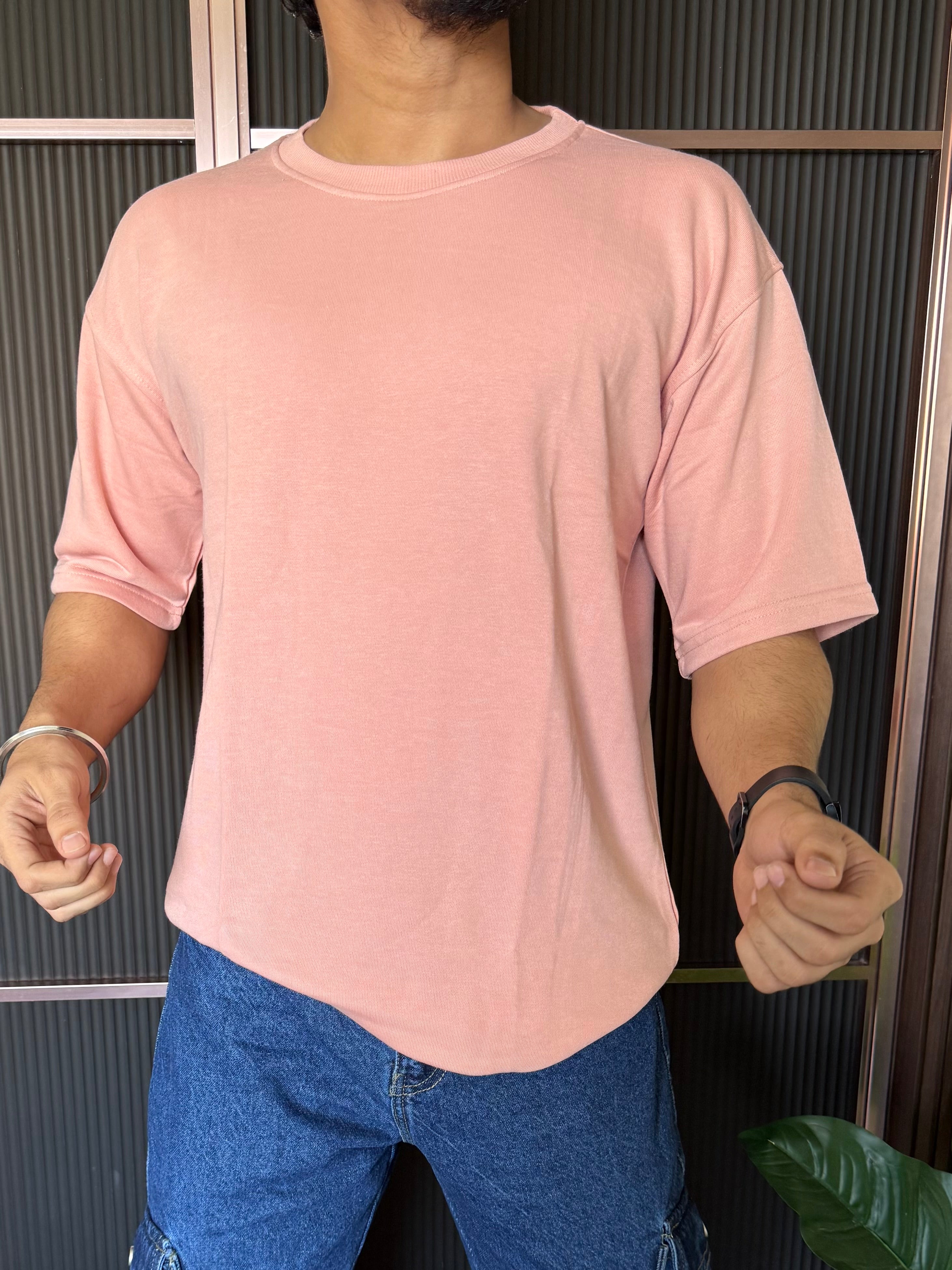 Drop Shoulder Dark Peach Oversize Tee