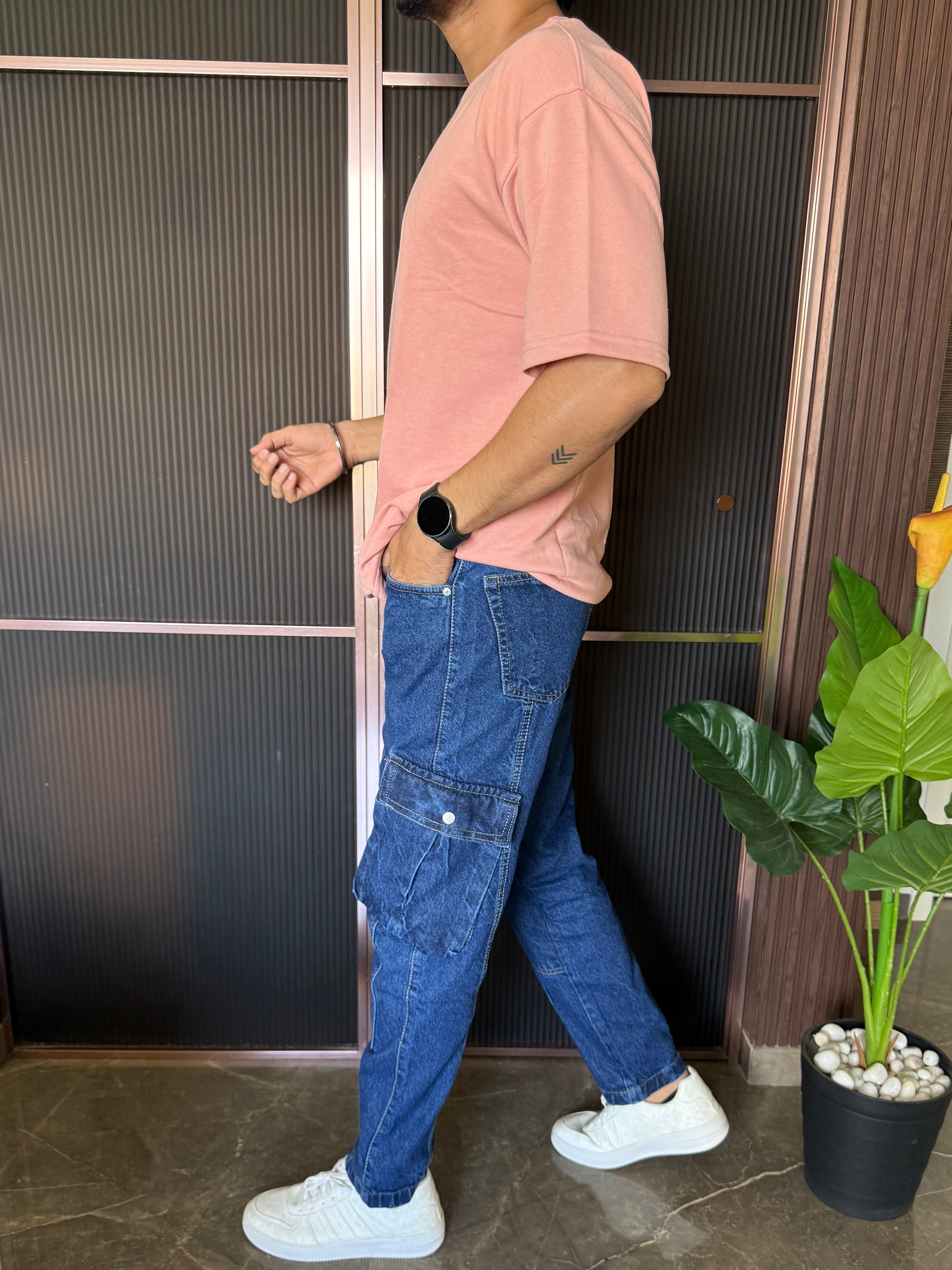 Drop Shoulder Dark Peach Oversize Tee
