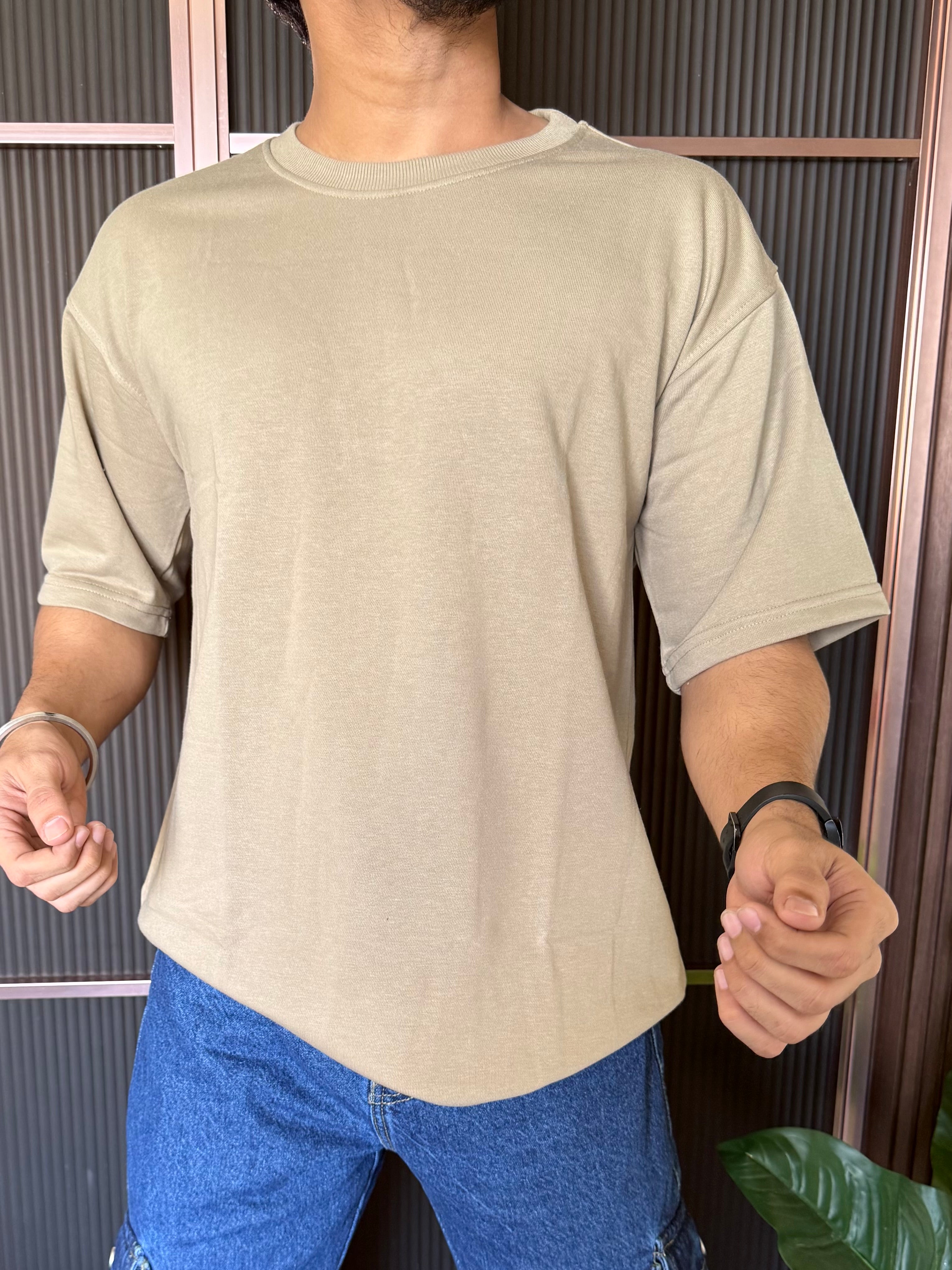 Drop Shoulder Camel Oversize Tee