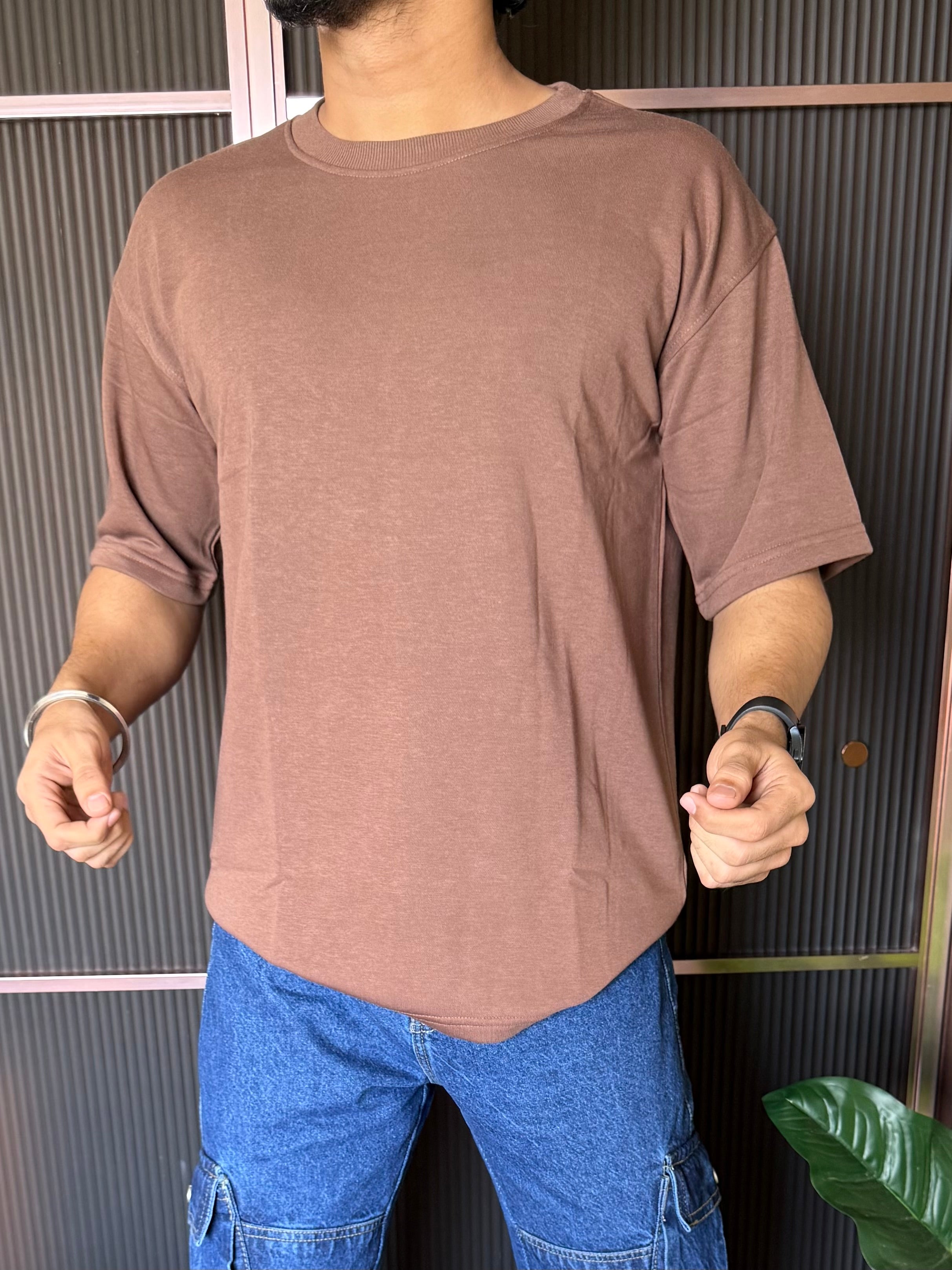 Drop Shoulder Brown Oversize Tee