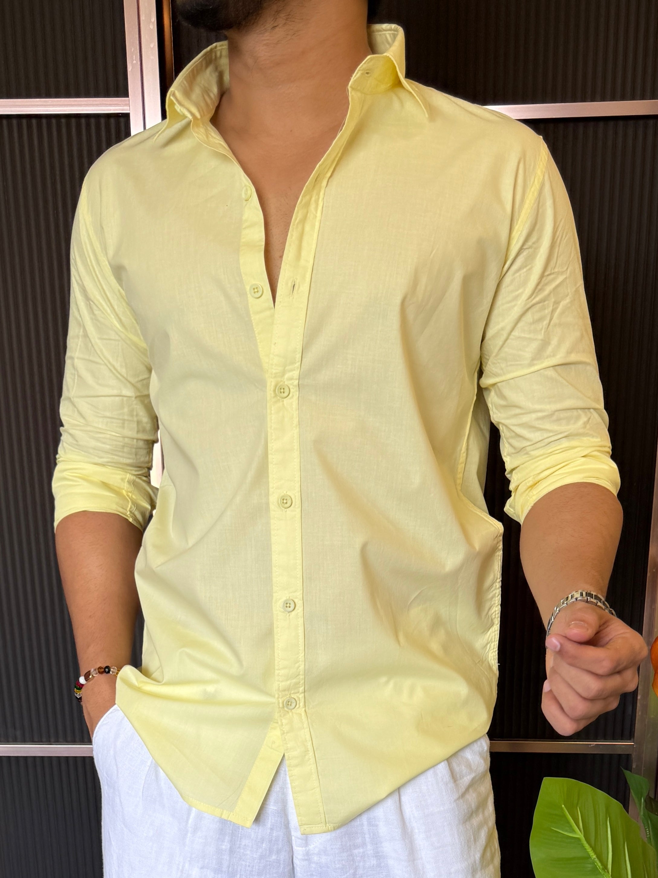 Formal Cotton Full Sleeve Lemon Shirt
