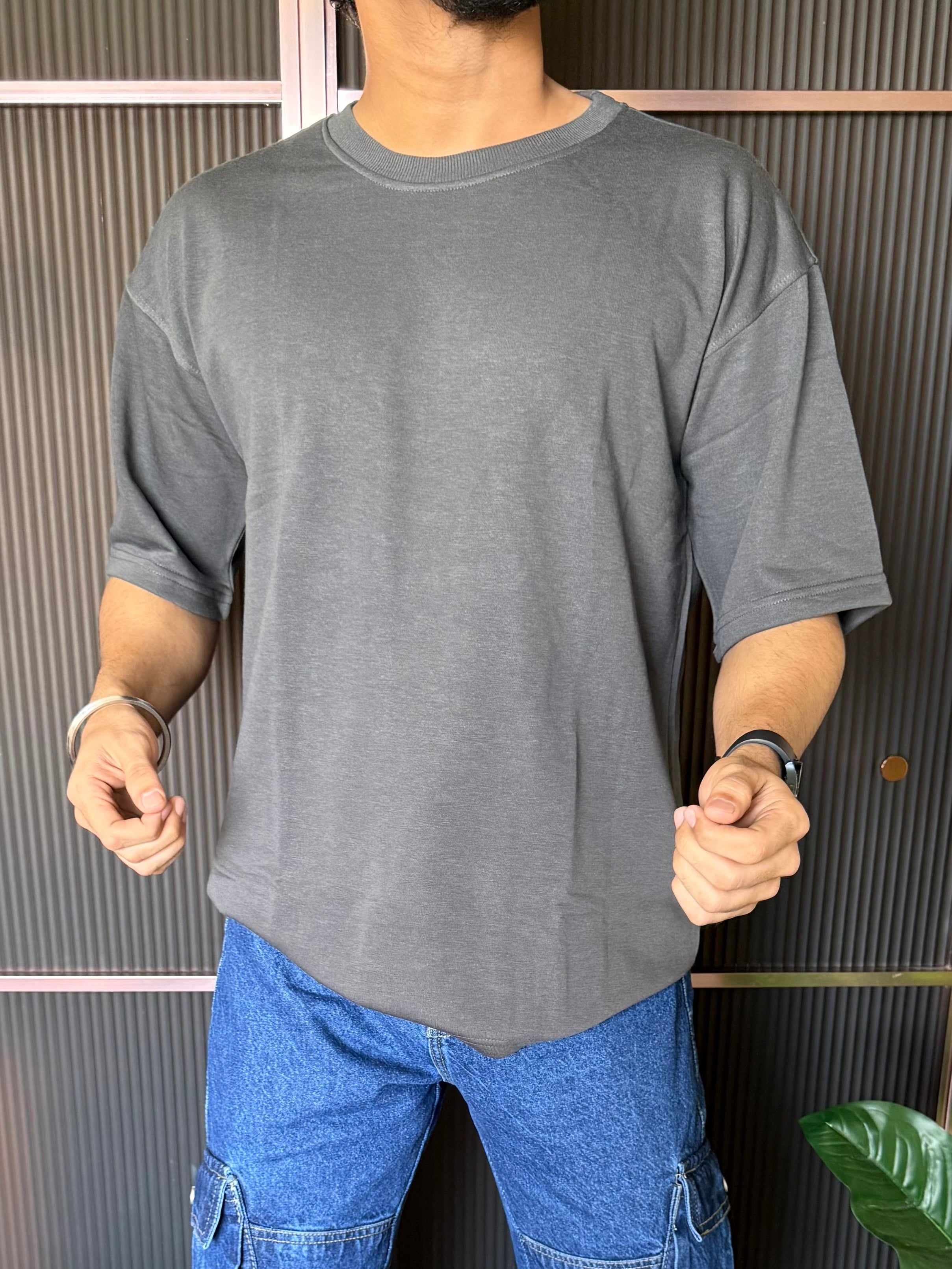 Drop Shoulder D Grey Oversize Tee