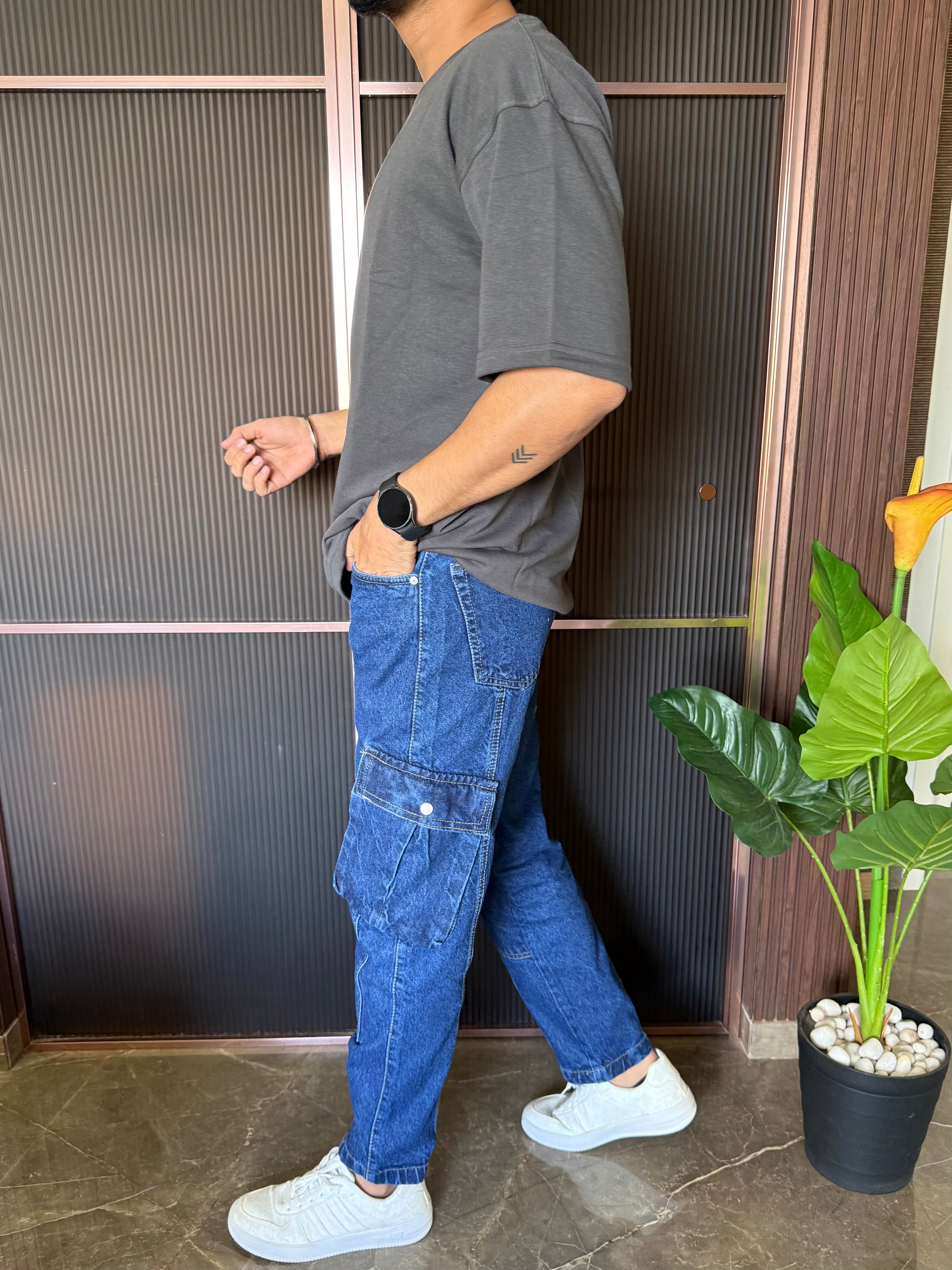 Drop Shoulder D Grey Oversize Tee
