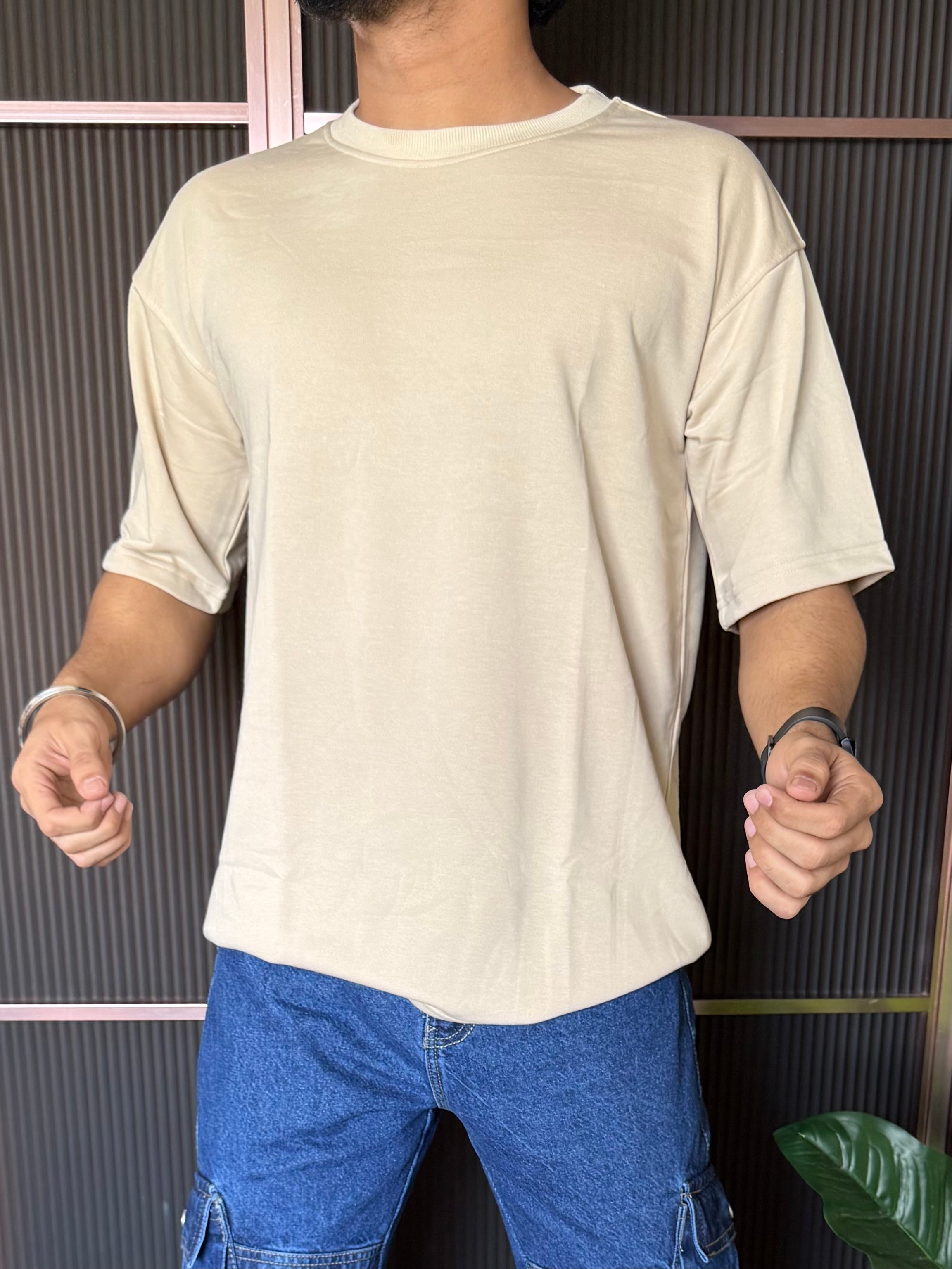 Drop Shoulder Cream Oversize Tee
