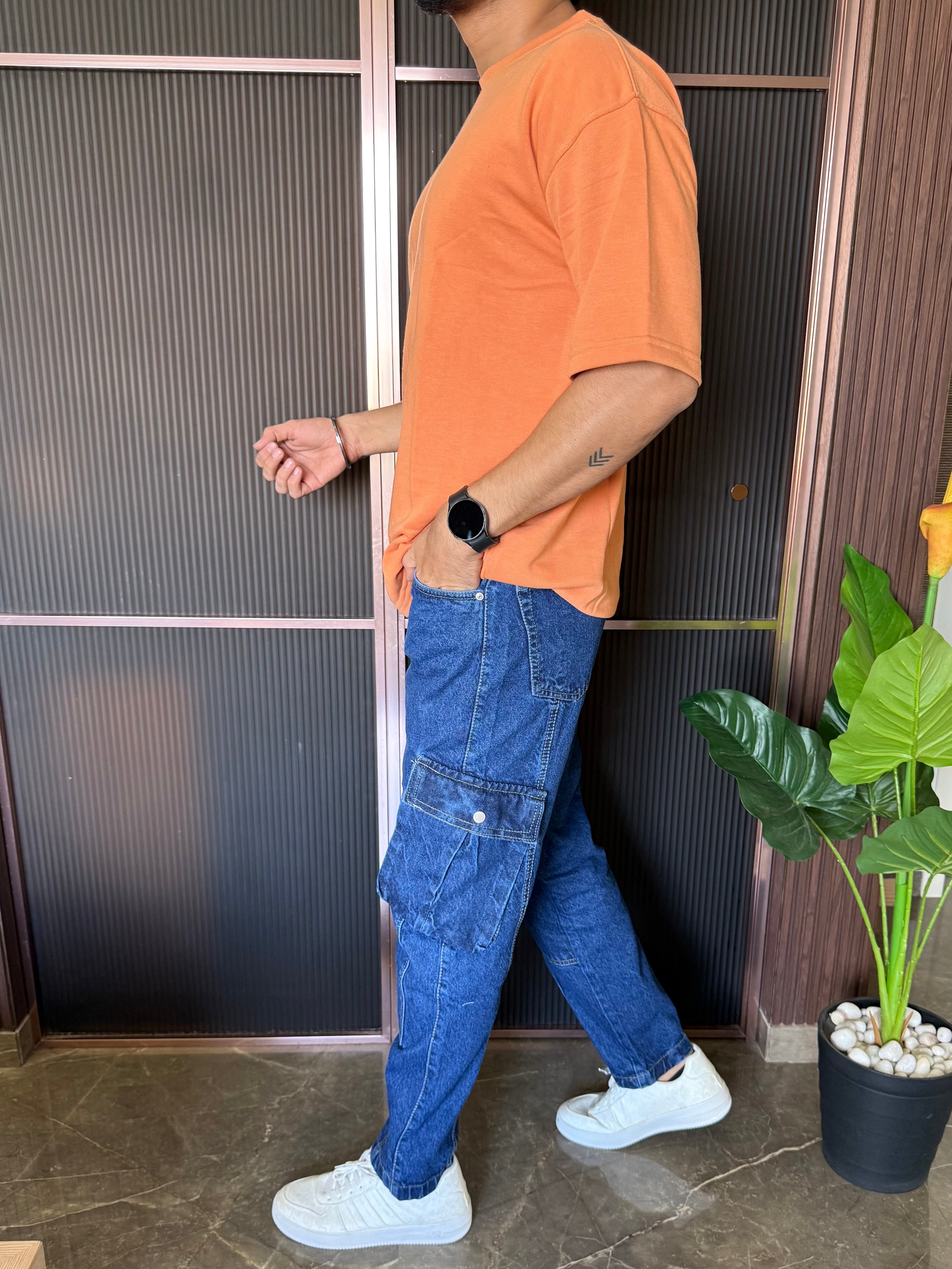 Drop Shoulder Orange Oversize Tee