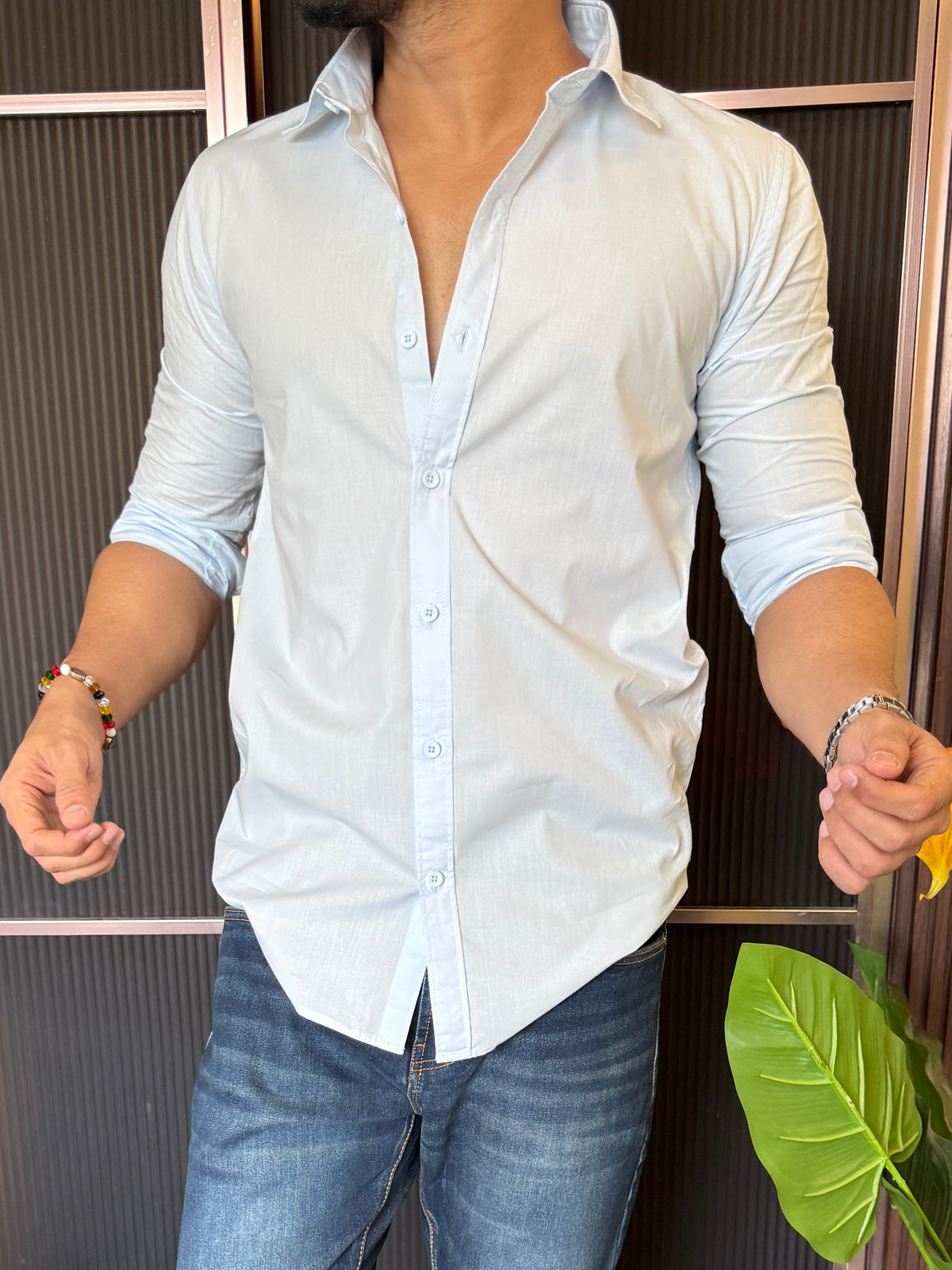 Formal Cotton Full Sleeve Sky Shirt ky