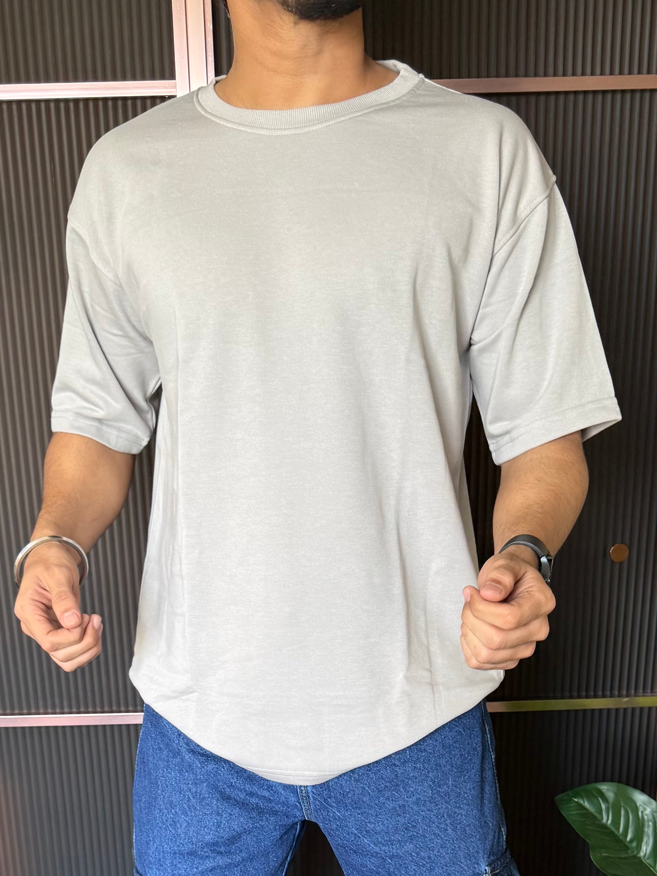 Drop Shoulder Light Grey Oversize Tee