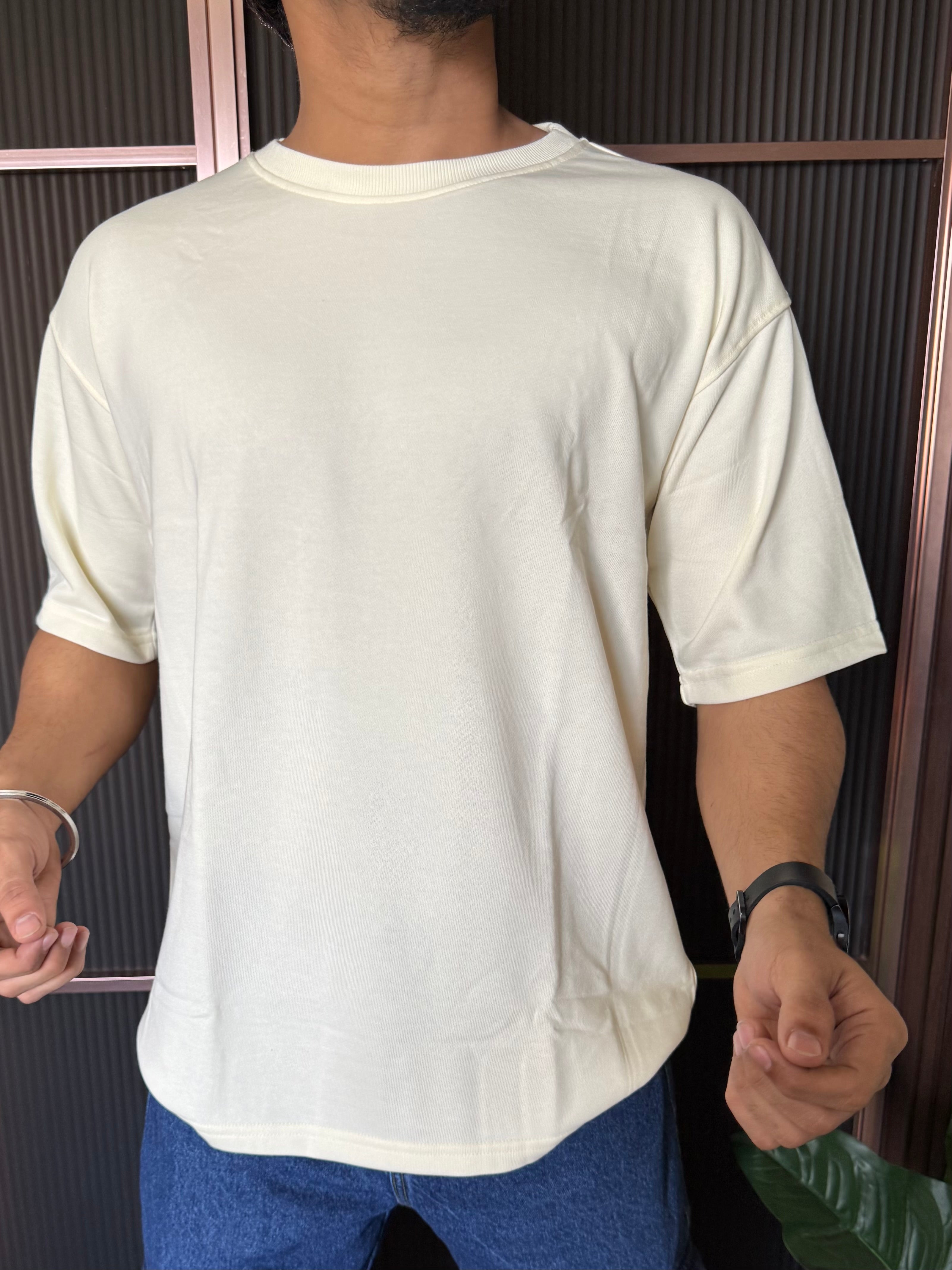 Drop Shoulder White Oversize Tee