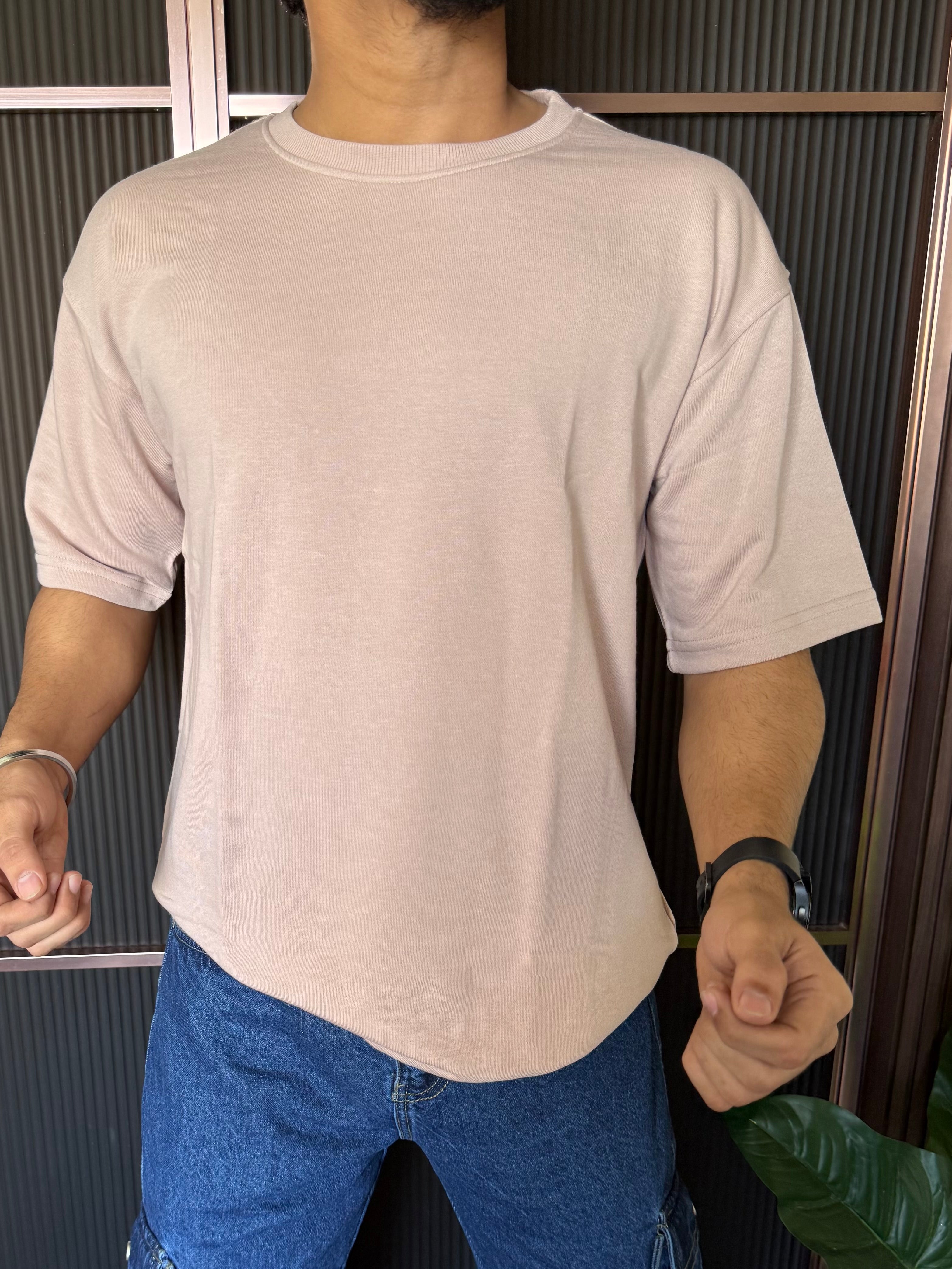 Drop Shoulder Peach Oversize Tee